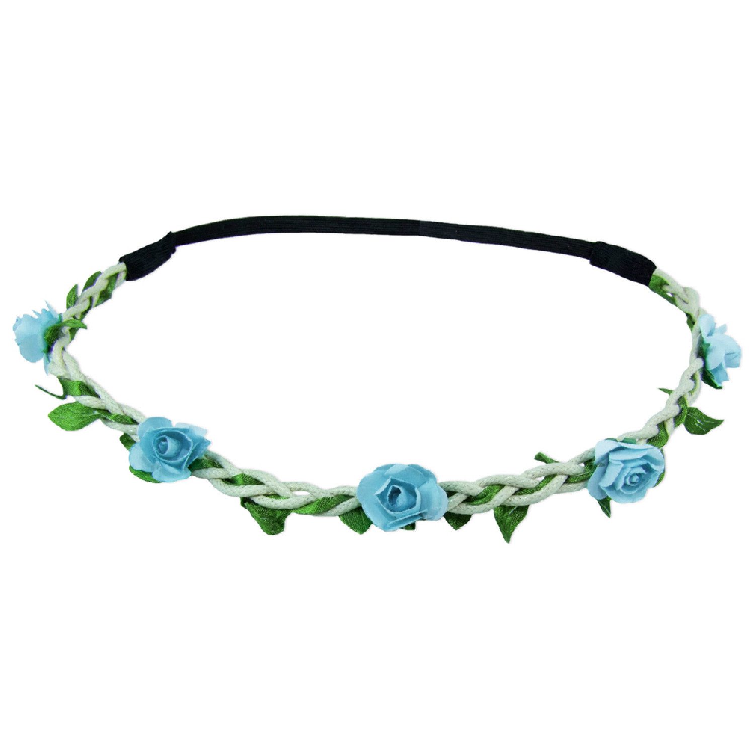 Trachtenland Kostüm Blumen Haarband 'Bella' mit kleinen Rosen, Hellbl