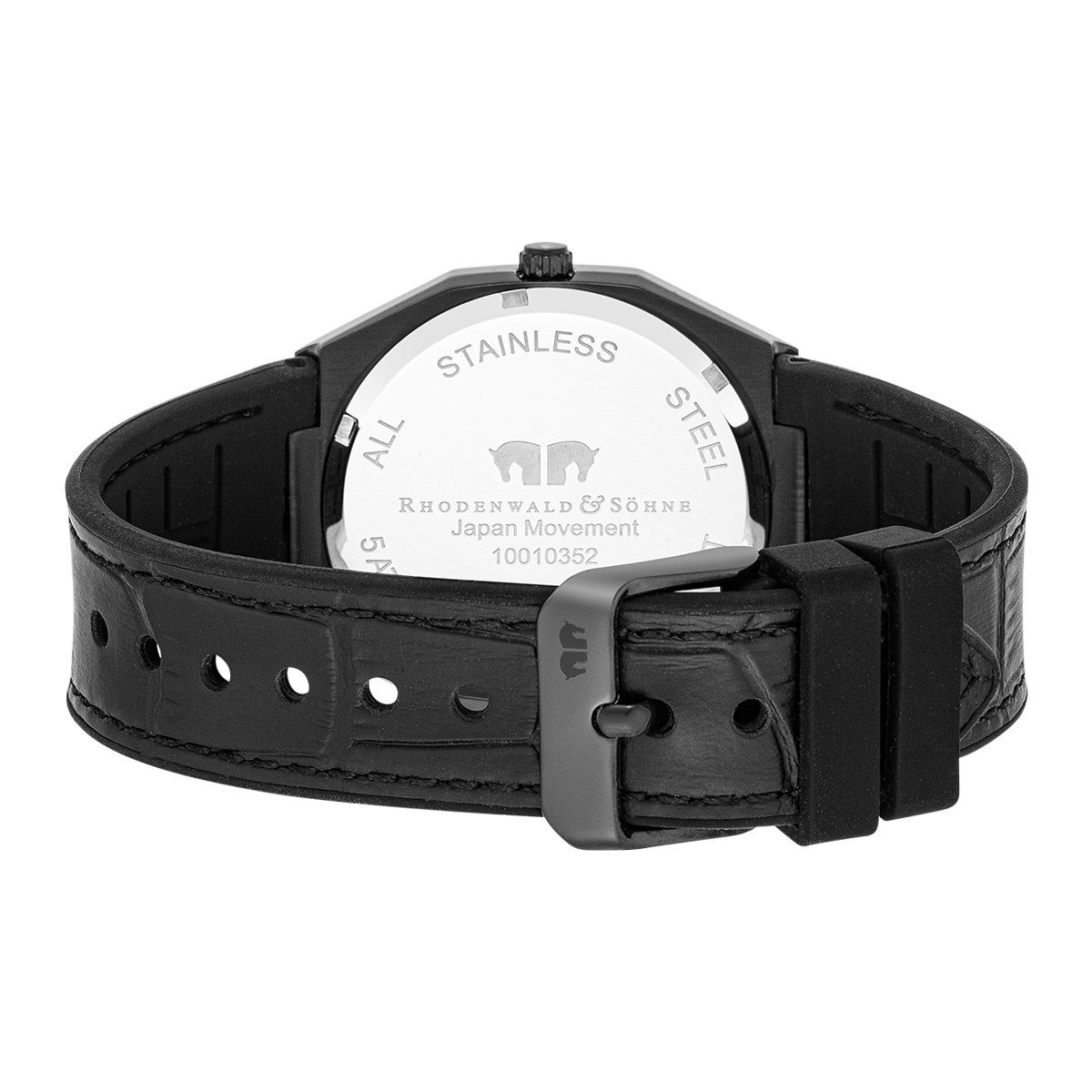 mit Echtleder-Armband Rhodenwald Cooledge & schwarz, Söhne Quarzuhr