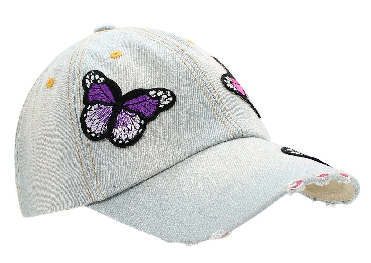 dy_mode Baseball Cap Blumen Damen Baseball K206-Butterfly Schirmmütze mit Kappe Aufnäher Cap Mütze