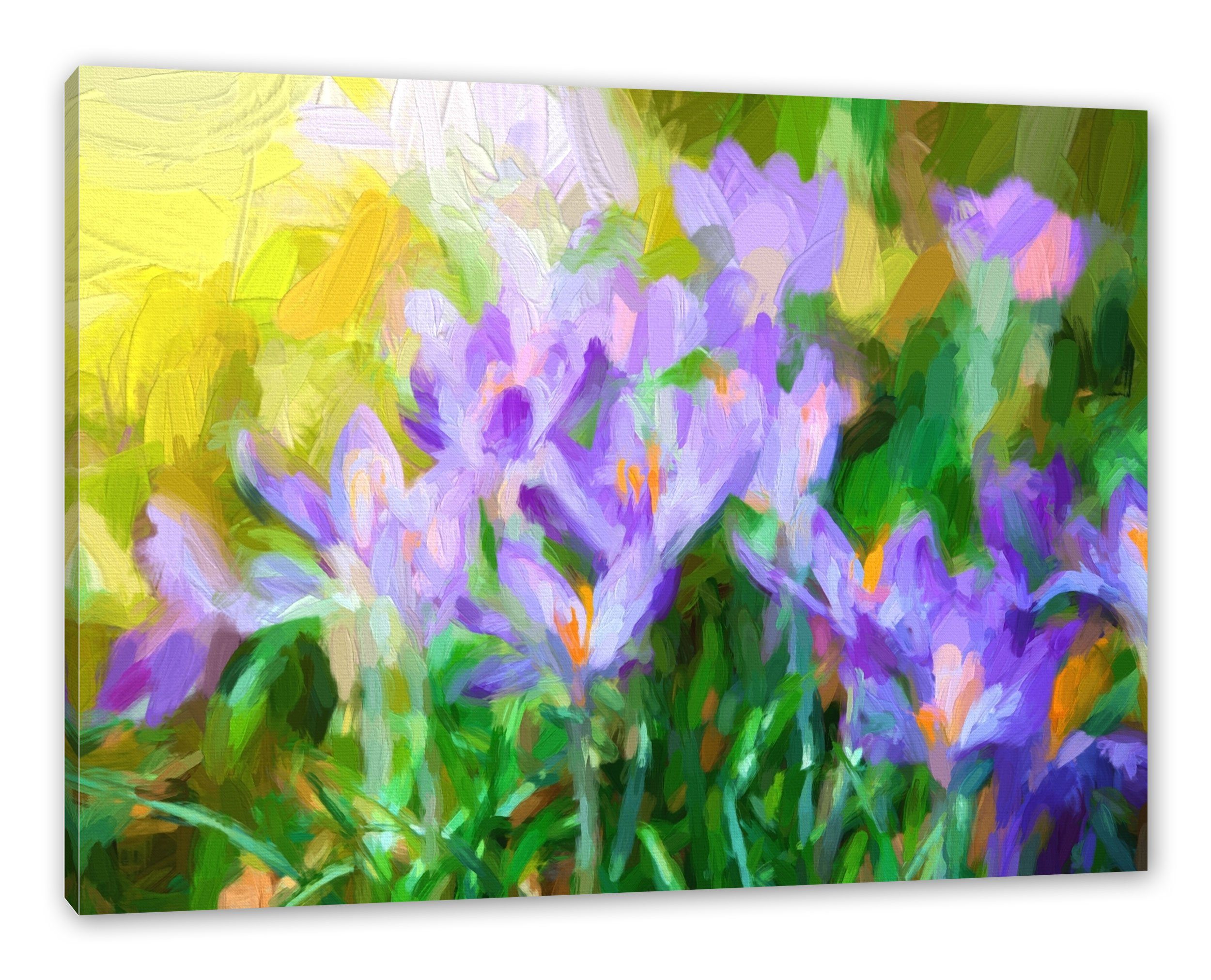 Leinwandbild Frühlingskrokusse (1 St), Wunderschöne Leinwandbild fertig Zackenaufhänger Pixxprint bespannt, Frühlingskrokusse, inkl. Wunderschöne