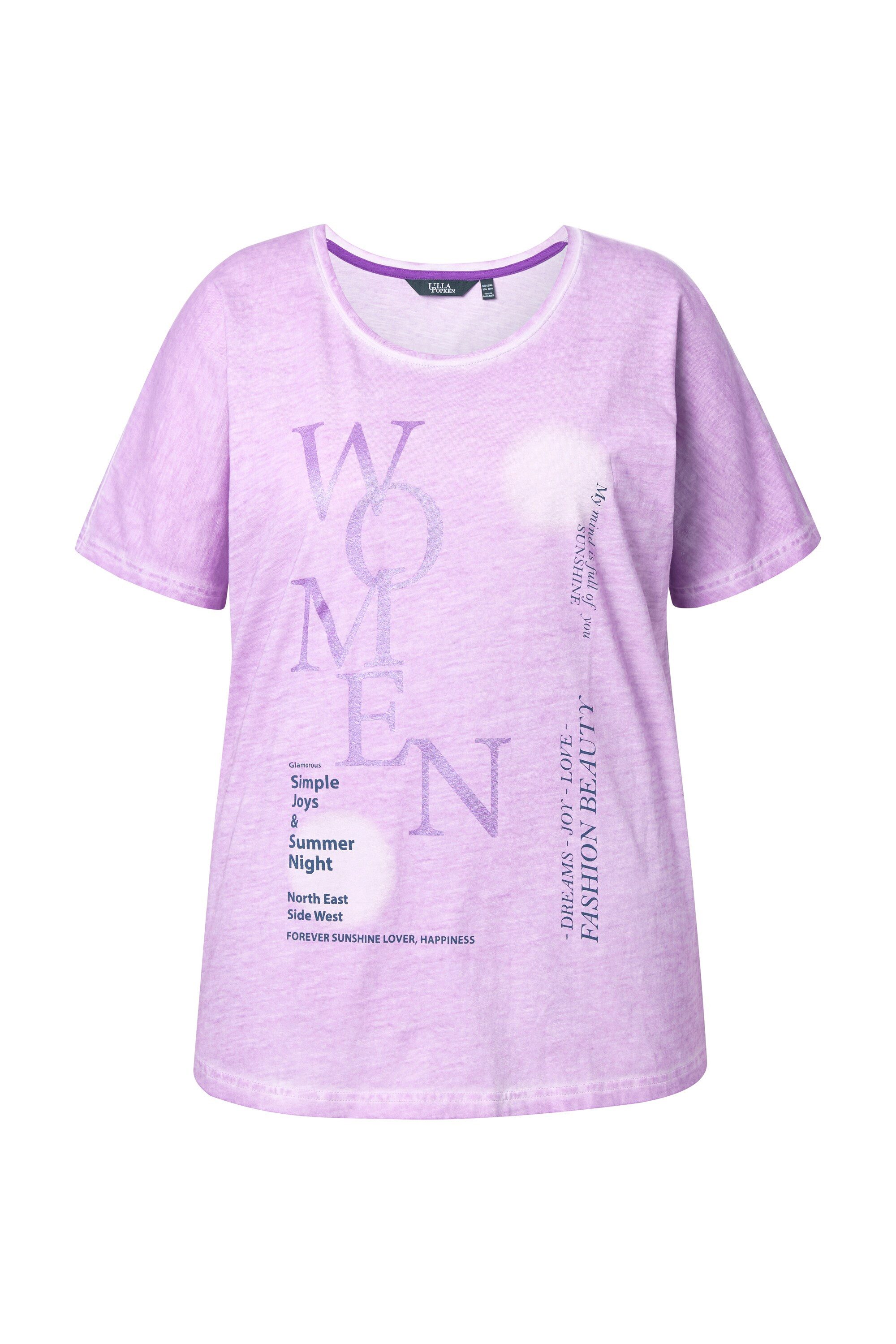 Ulla Popken T-Shirt T-Shirt Schriftmotiv Oversized Rundhals Halbarm günstig online kaufen