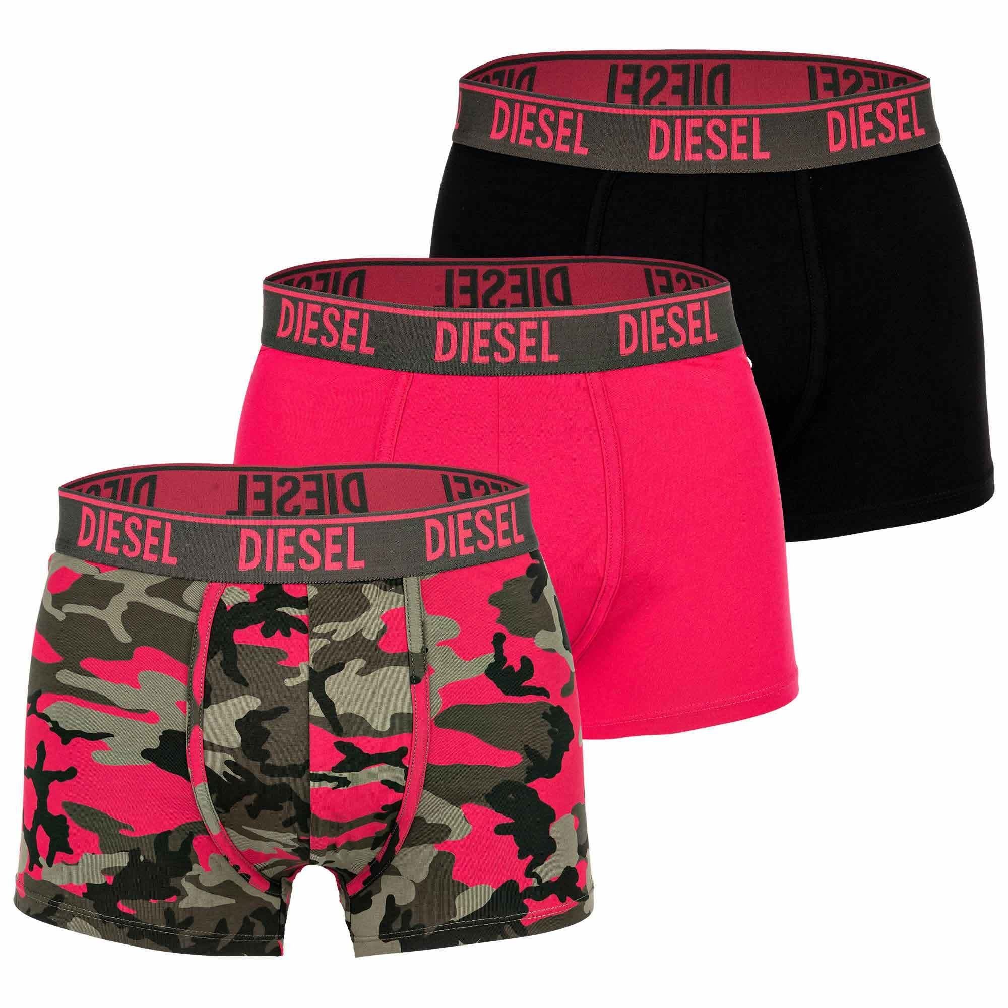 Diesel Boxer Herren Boxershorts, 3er Pack - Pink/Grün/Schwarz
