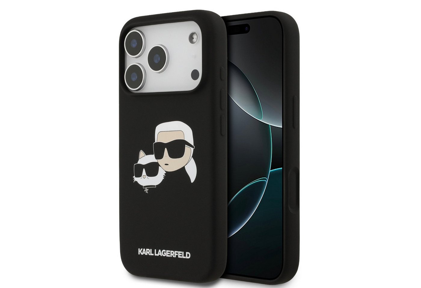 KARL LAGERFELD Handyhülle Case MagSafe iPhone 17 Pro Silikon Karl Katze schwarz 6,3 Zoll, Kantenschutz
