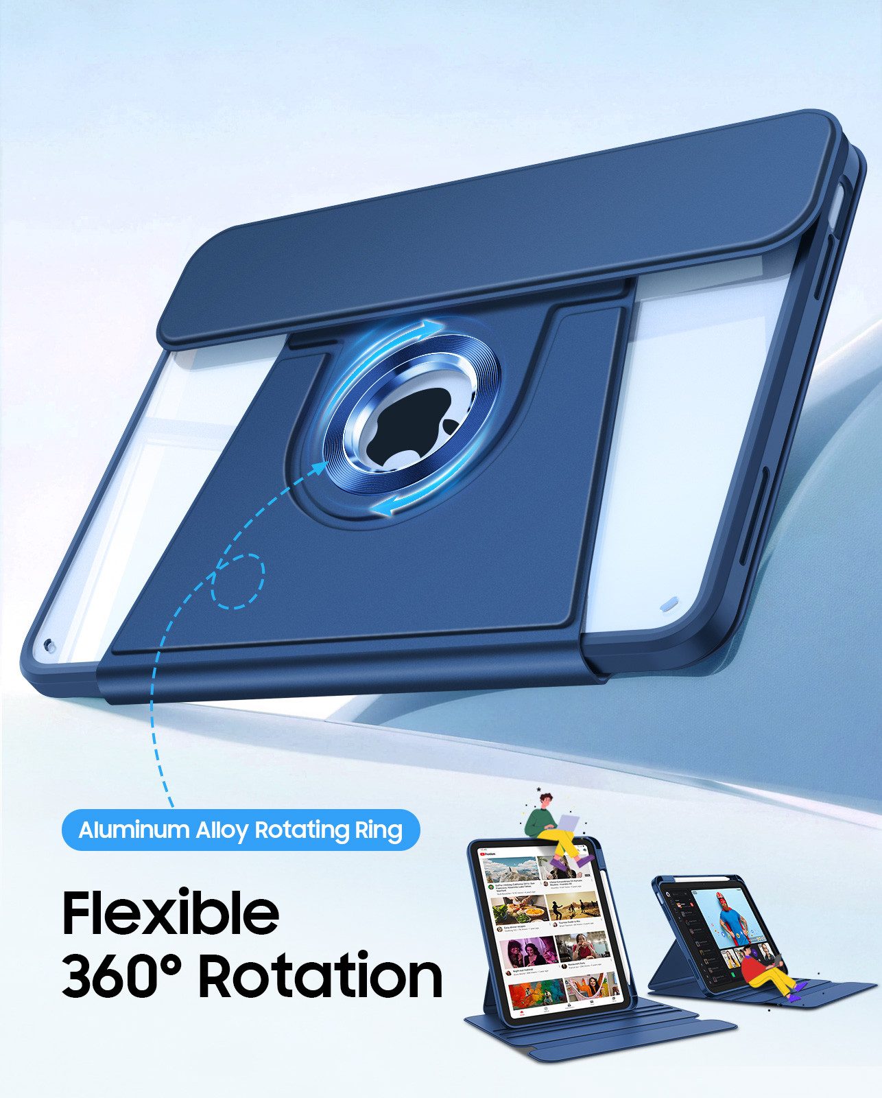Fintie mit 360° drehbare Hülle für iPad A16 11/10. Generation 11/10,9 Zoll Tastatur (7-farbige Hintergrundbeleuchtung magnetisch Bluetooth-Tastatur) – Bild 3 von 5