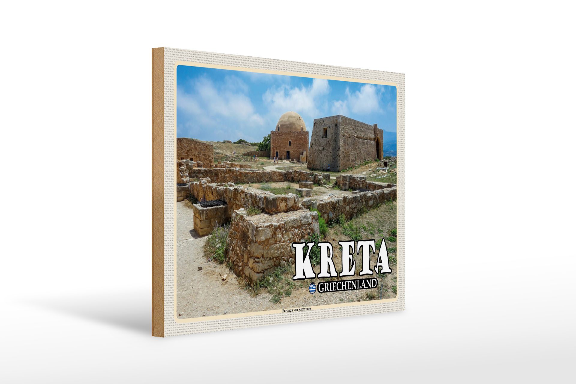 Holzbild Reise 40x30cm Kreta Griechenland Fortezza von Rethymno