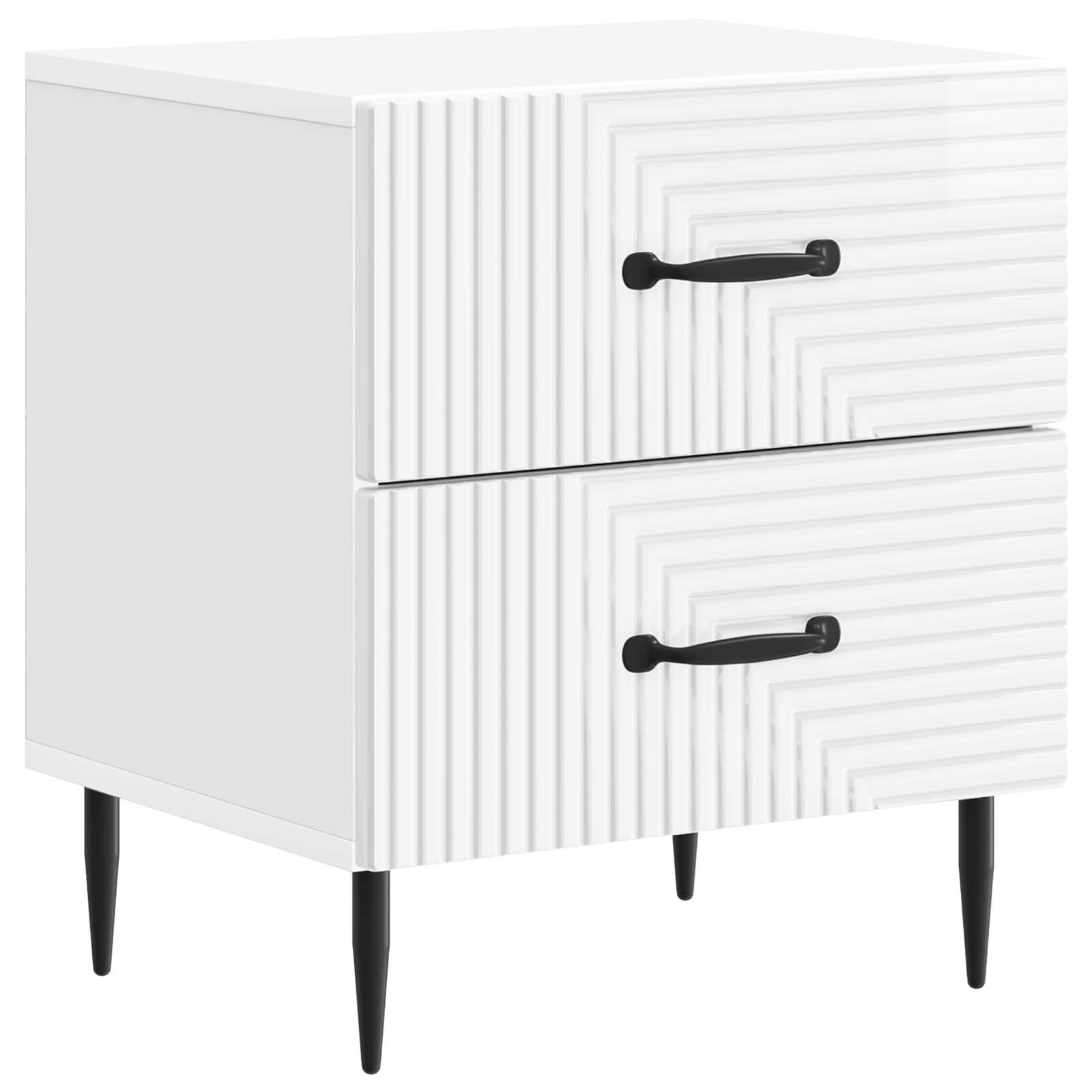 vidaXL Nachttisch 43 x 34,5 x 47,5 cm Nachttisch Nachtschrank Nachtkommode Hochglanz Wei
