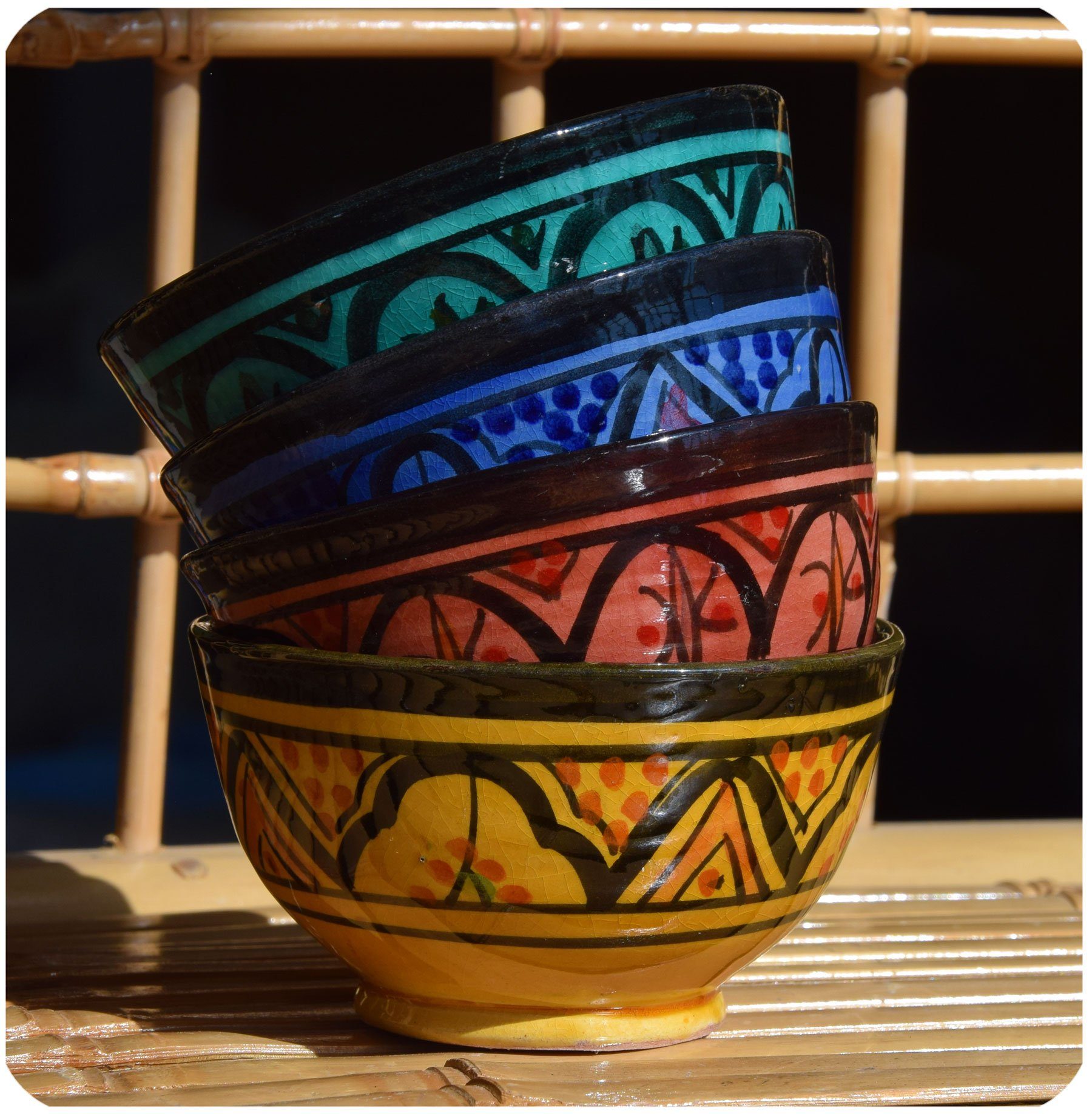 SIMANDRA Schüssel Orientalische marokkanische Keramikschale, Handarbeit 1-tlg), Rot (Mini, Keramik