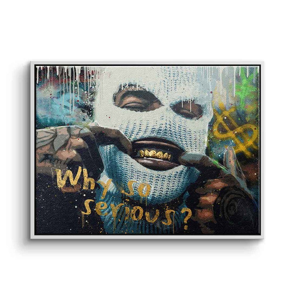 DOTCOMCANVAS® Leinwandbild, Leinwandbild Bad Guy why so serious golden grillz graffiti Gangster st weißer Rahmen