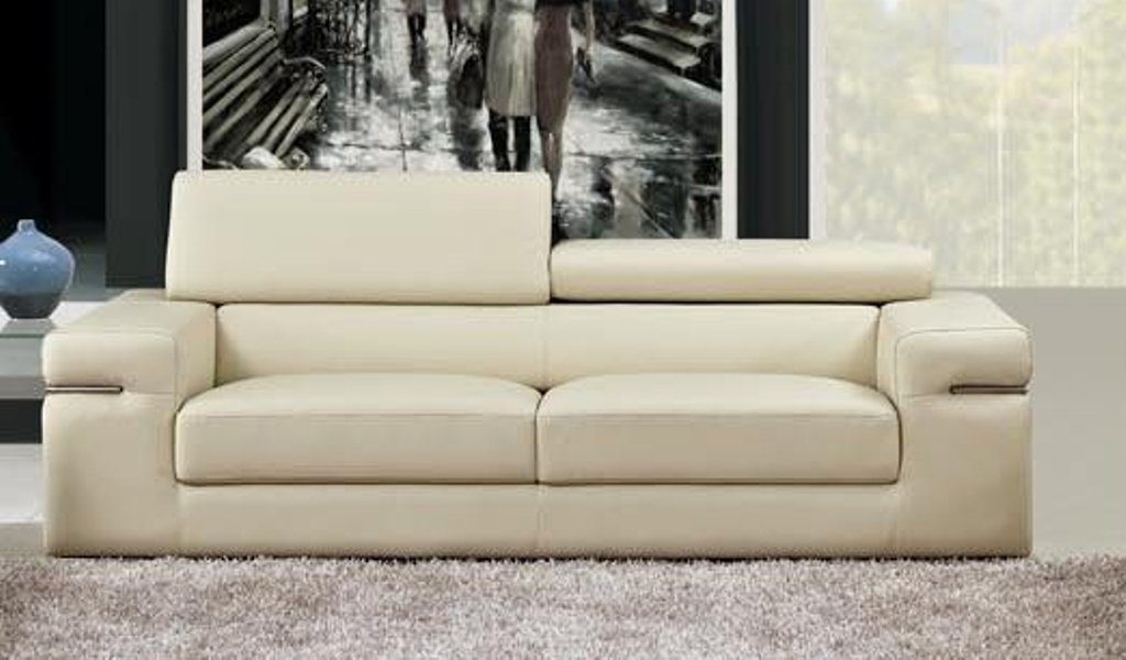 Beiger Lounge, Sitz Couch Made Ledersofa Sofa Europe Polster JVmoebel 3-Sitzer in 3er