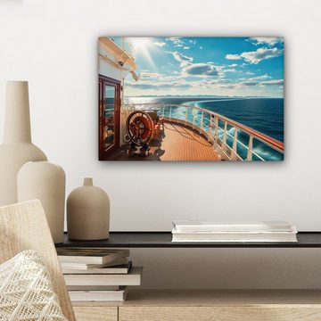 OneMillionCanvasses® Leinwandbild Boot - Wasser - Meer - Segeln - Sonne - Maritim, (1 St), Wandbild Leinwandbilder, Aufhängefertig, Wanddeko, 30x20 cm
