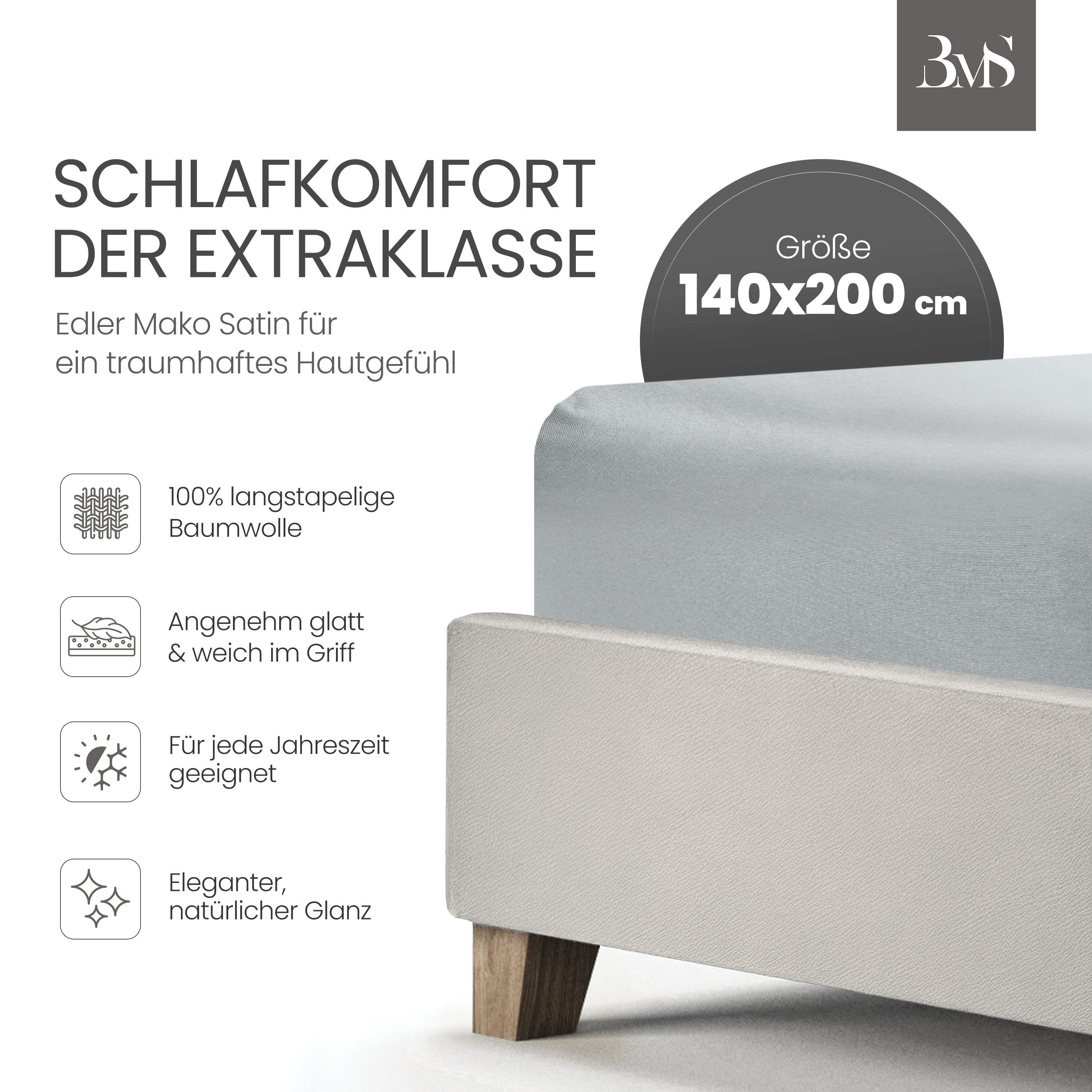 BETTWAESCHE-MIT-STIL Spannbettlaken Mako Satin Spannbettlaken, Topper günstig online kaufen