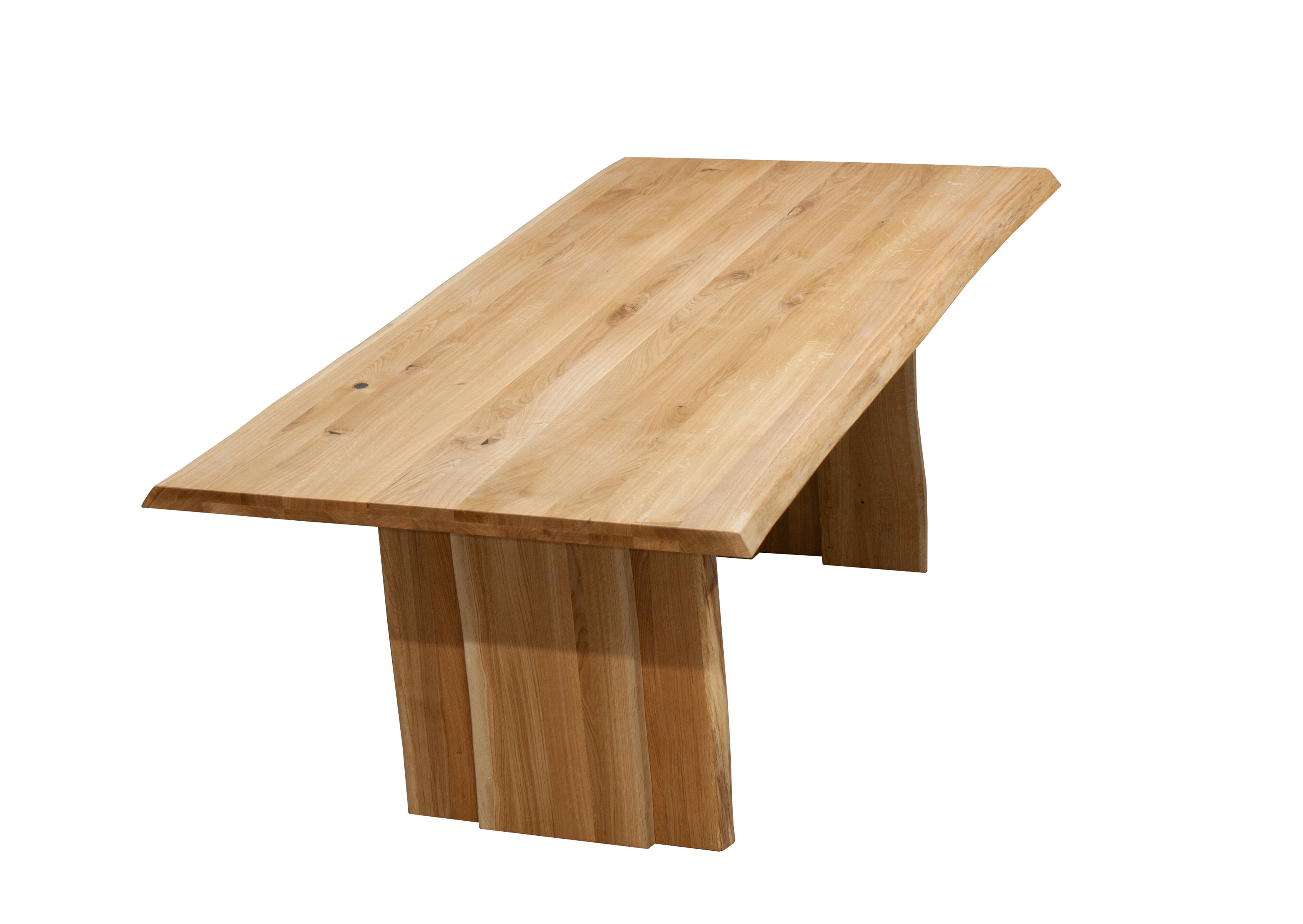 Wildeichenholz, in Baumkantentisch aufgedoppelte naturfarben, Platte (2 Julian, Junado® 40mm massives