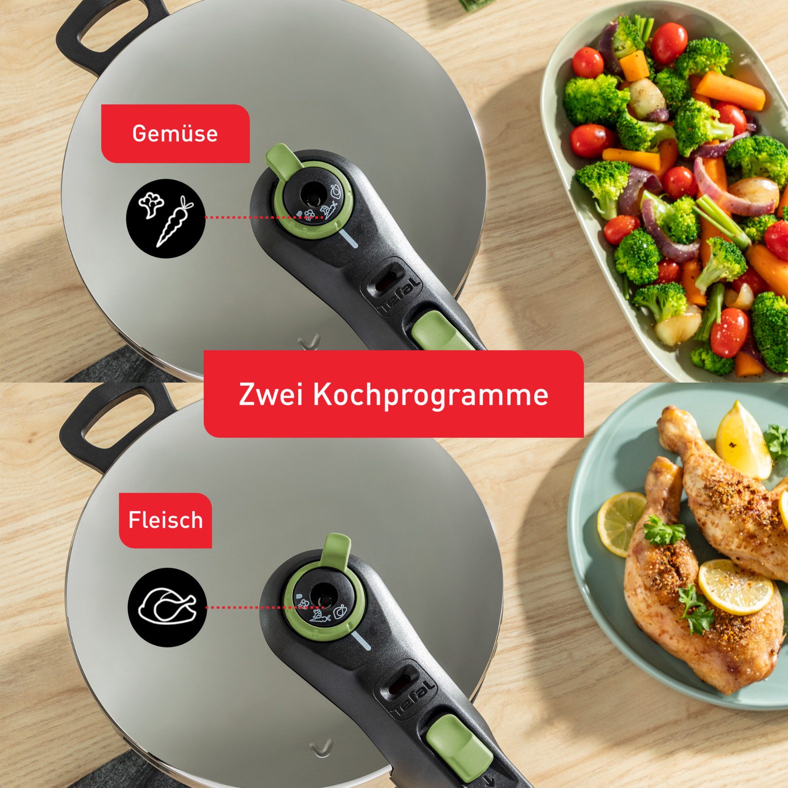 Tefal Schnellkochtopf Secure Trendy, Edelstahl (1-tlg), Dampfkochtopf, Garregler, Sicherheitsvorrichtung, Induktion