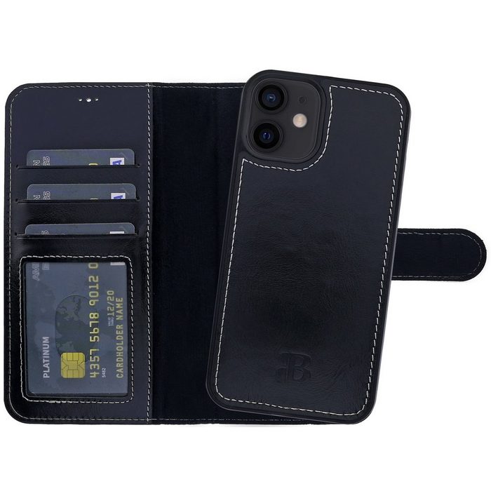 Burkley Handyhülle iPhone 13 Handytasche mit modularem Back Case herausnehmbare Innenhülle Kartenfächer mit RFID Blocker