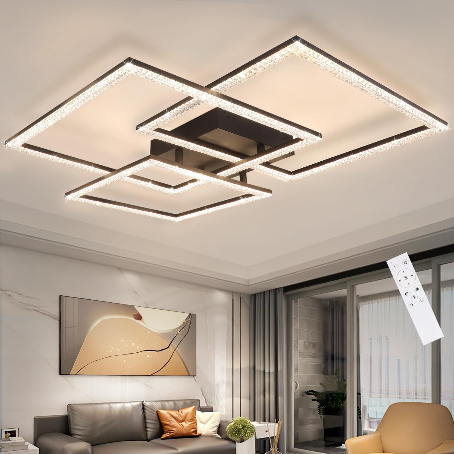 Nettlife LED Deckenleuchte Wohnzimmer Schwarz Deckenlampe günstig online kaufen