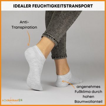 sockenkauf24 Sneakersocken 10 Paar Basic Sneaker Socken Herren & Damen aus Baumwolle (Grau, 43-46) mit Komfortbund (Basicline) - 70202T WP