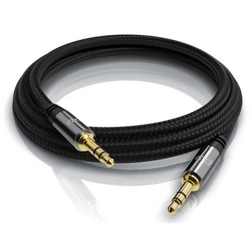 Primewire Audio-Kabel, 3,5-mm-Klinke, AUX (100 cm), Klinkenkabel 3,5 mm AUX - Audiokabel mit Nylonmantel - 1m