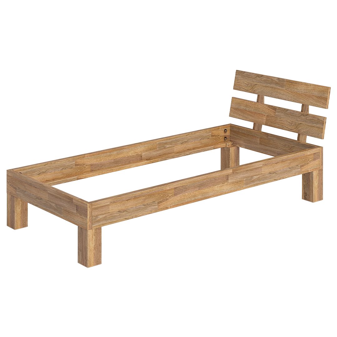 skølm Massivholzbett Floki aus Eiche mit Bettkopf, natur geölt, Einzelbett verfügbar in 90/100 x 200 cm