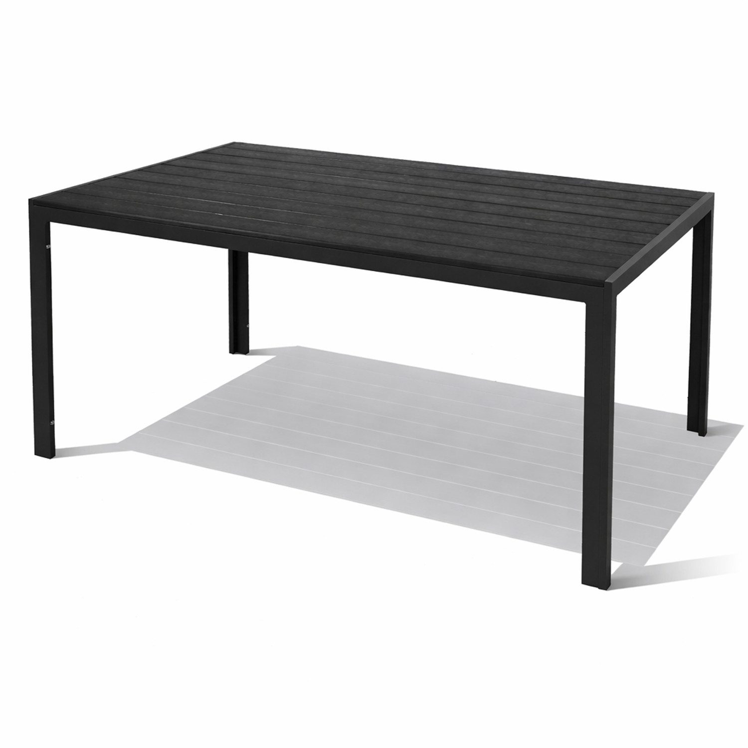 Mojawo Küchentisch Non-Wood Gartentisch Aluminium anthrazit / schwarz 160x90cm