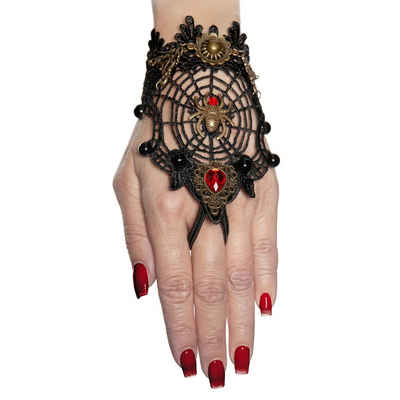 Underwraps Kostüm Gothic Handschmuck Spinne, Eleganter, einseitiger Handschuh für düstere Damen