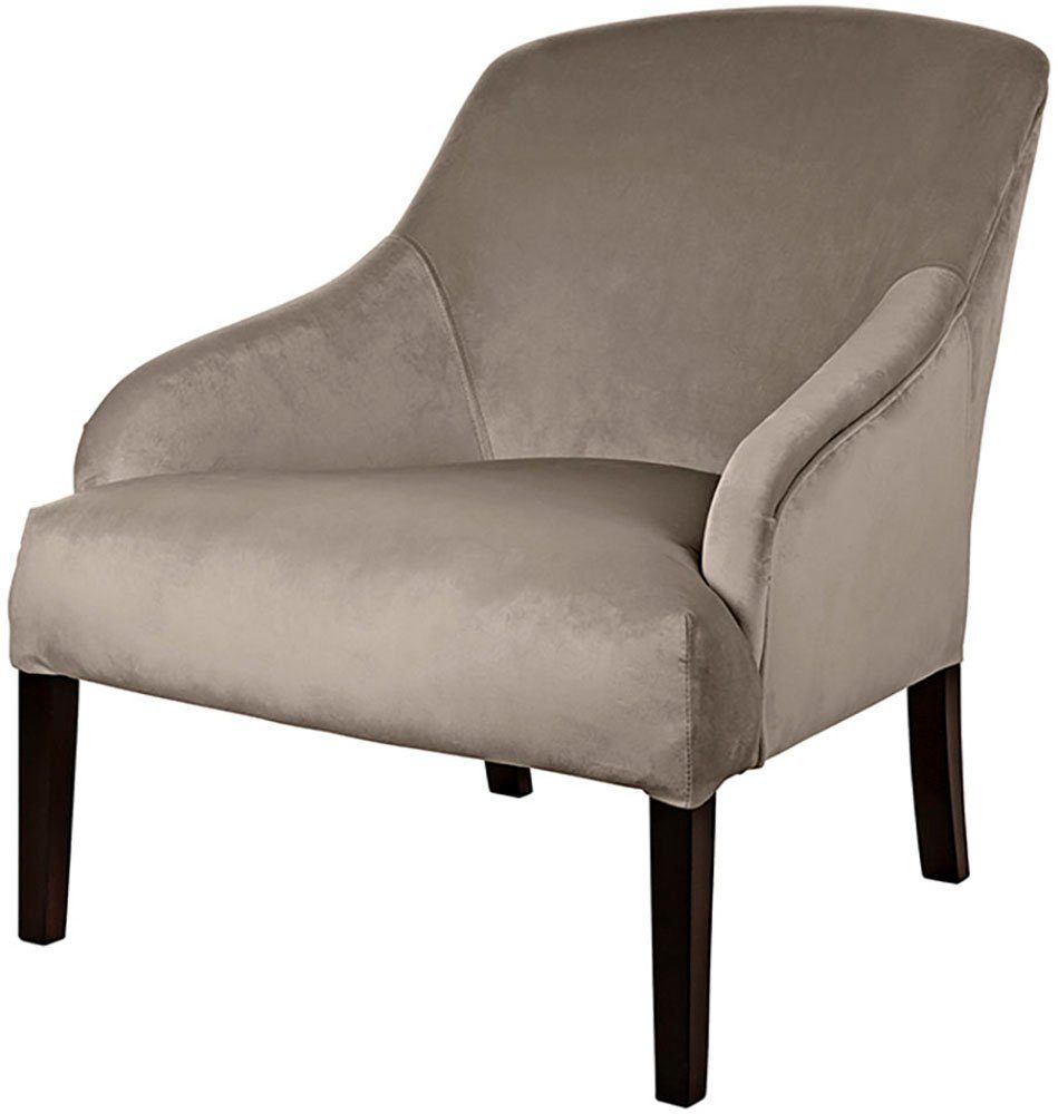 Fink Loungesessel Sessel, mit schmalen Armlehnen, massive Holzbeine in Buche schwarz braun | taupe | taupe