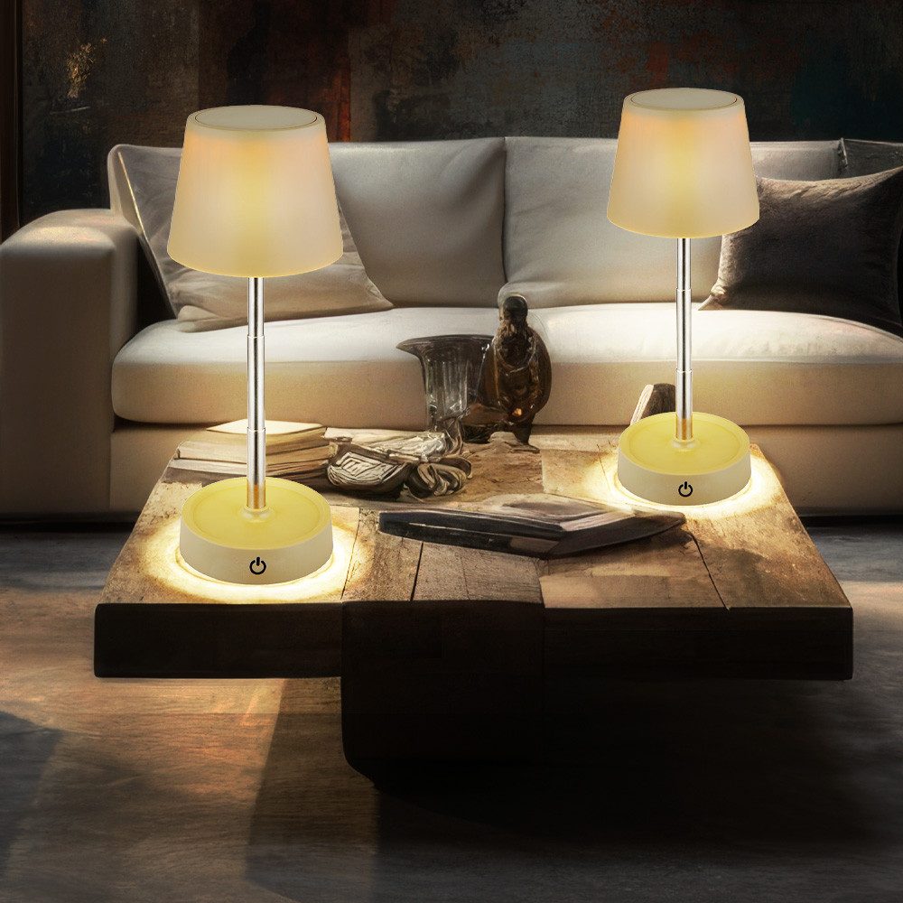 GLOBO LIGHTING Schreibtischlampe, LED-Leuchtmittel fest verbaut, Warmweiß, 2x Tischlampe Tischleuchte Nachttischleuchte Touchdimmer stufenlos