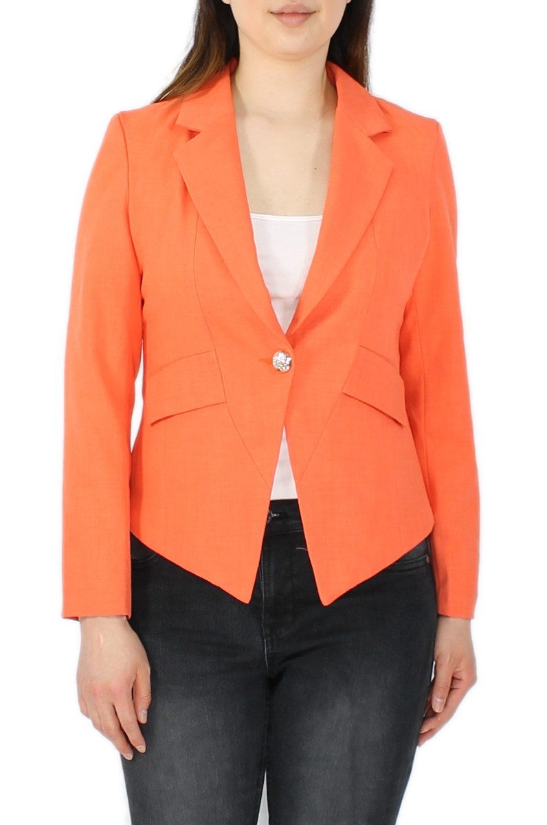 Kurzblazer Eleganter Damen Blazer in Orange, Kurzblazer mit Reverskragen