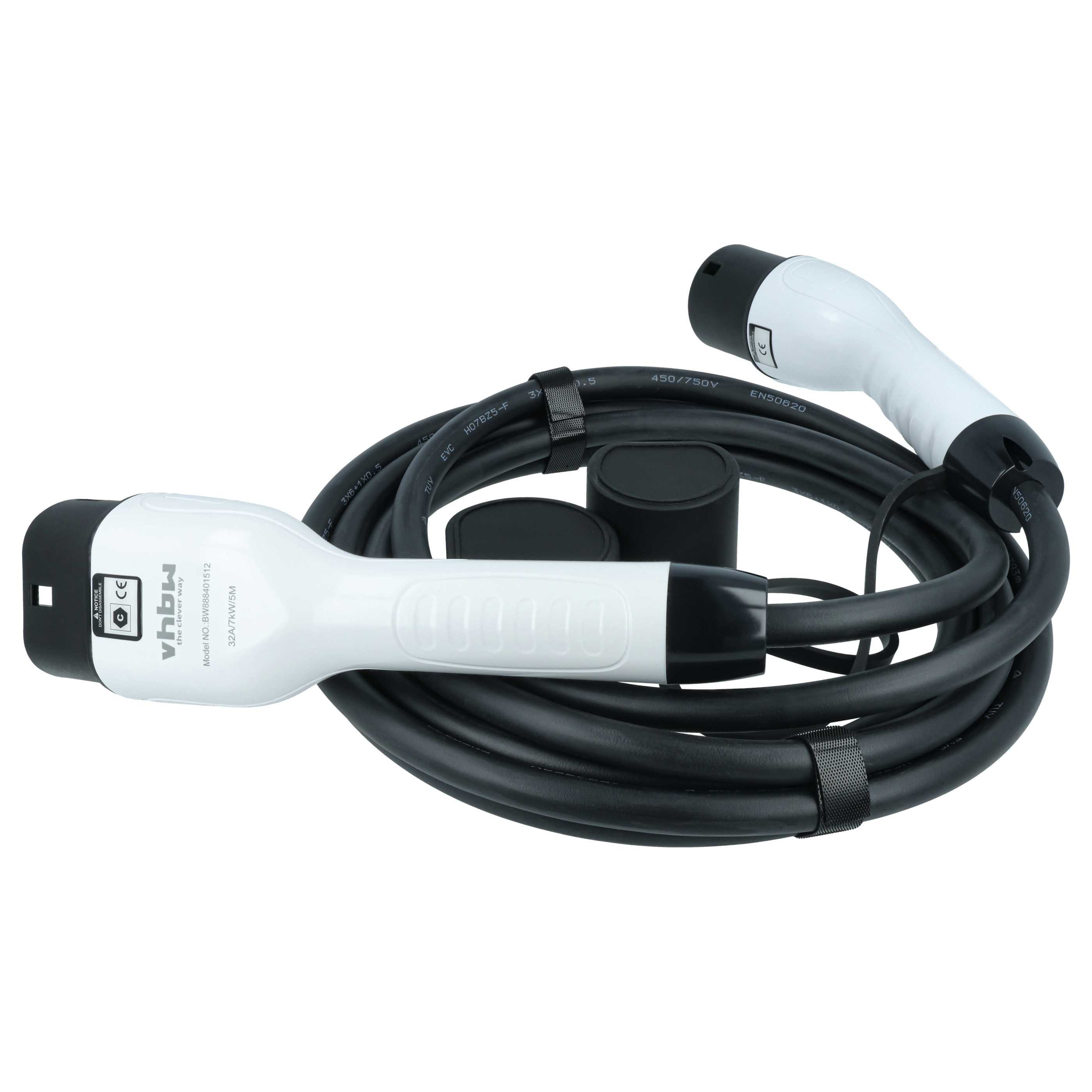 vhbw Typ 2 Ladekabel 7 kW 1-phasig für Elektroauto / Plug-in-Hybrid Autoladekabel, (500.0 cm), Gummischutzkappe