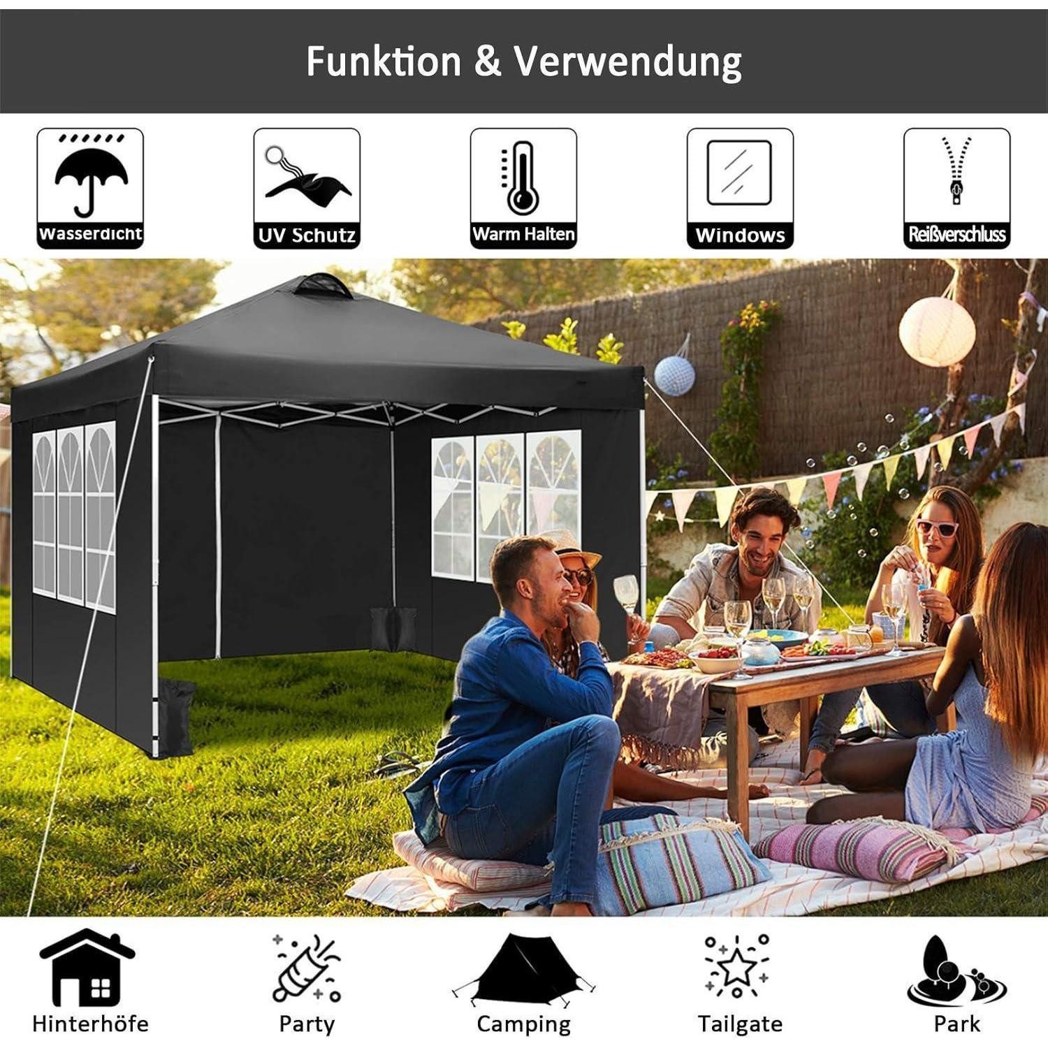 COBIZI Faltpavillon Pavillon 3x3m Wasserdicht Stabil Winterfest Faltpavillon mit