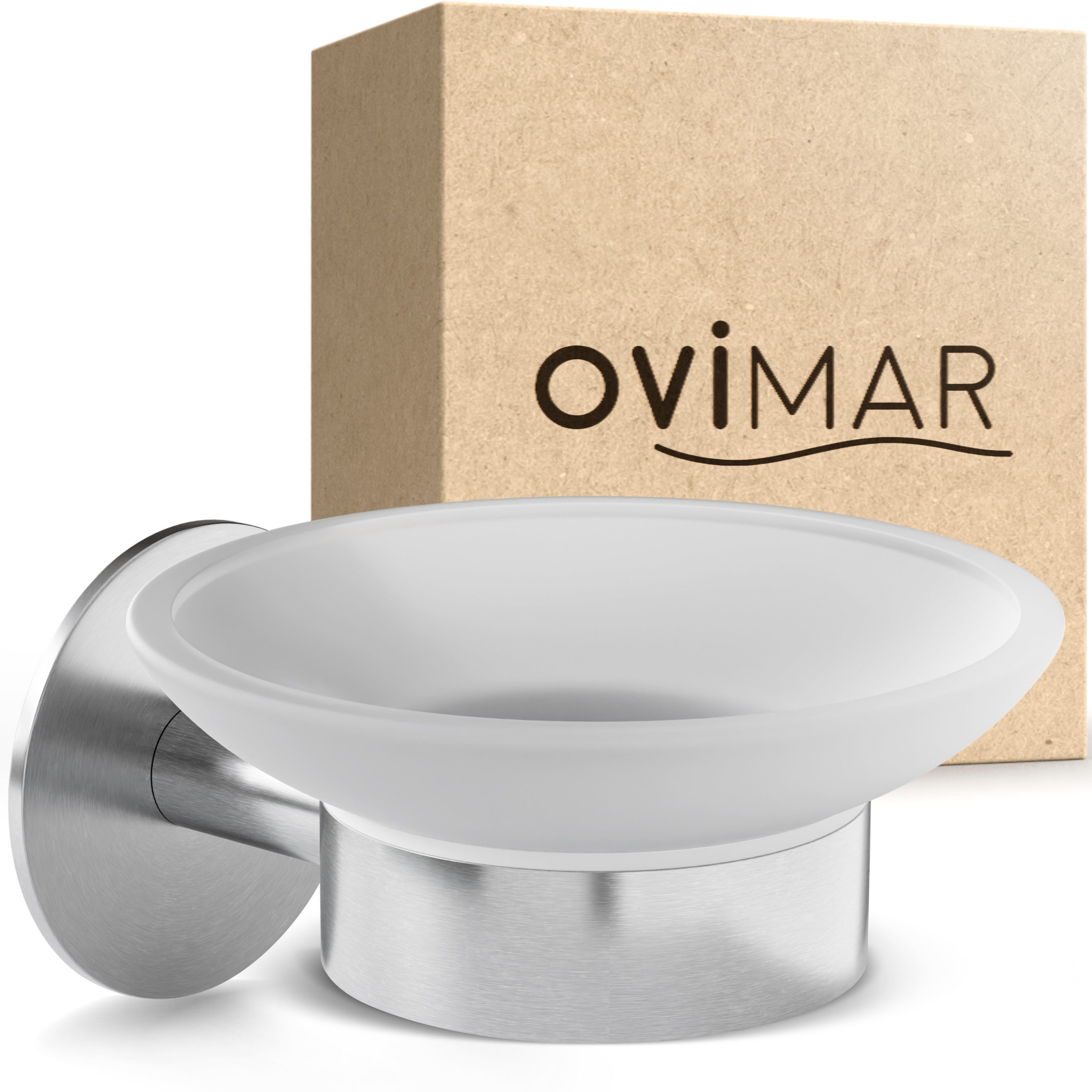 ovimar Seifenschale, Breite: 3.60 cm, 1-St., aus Edelstahl in Silber zur Zum Kleben