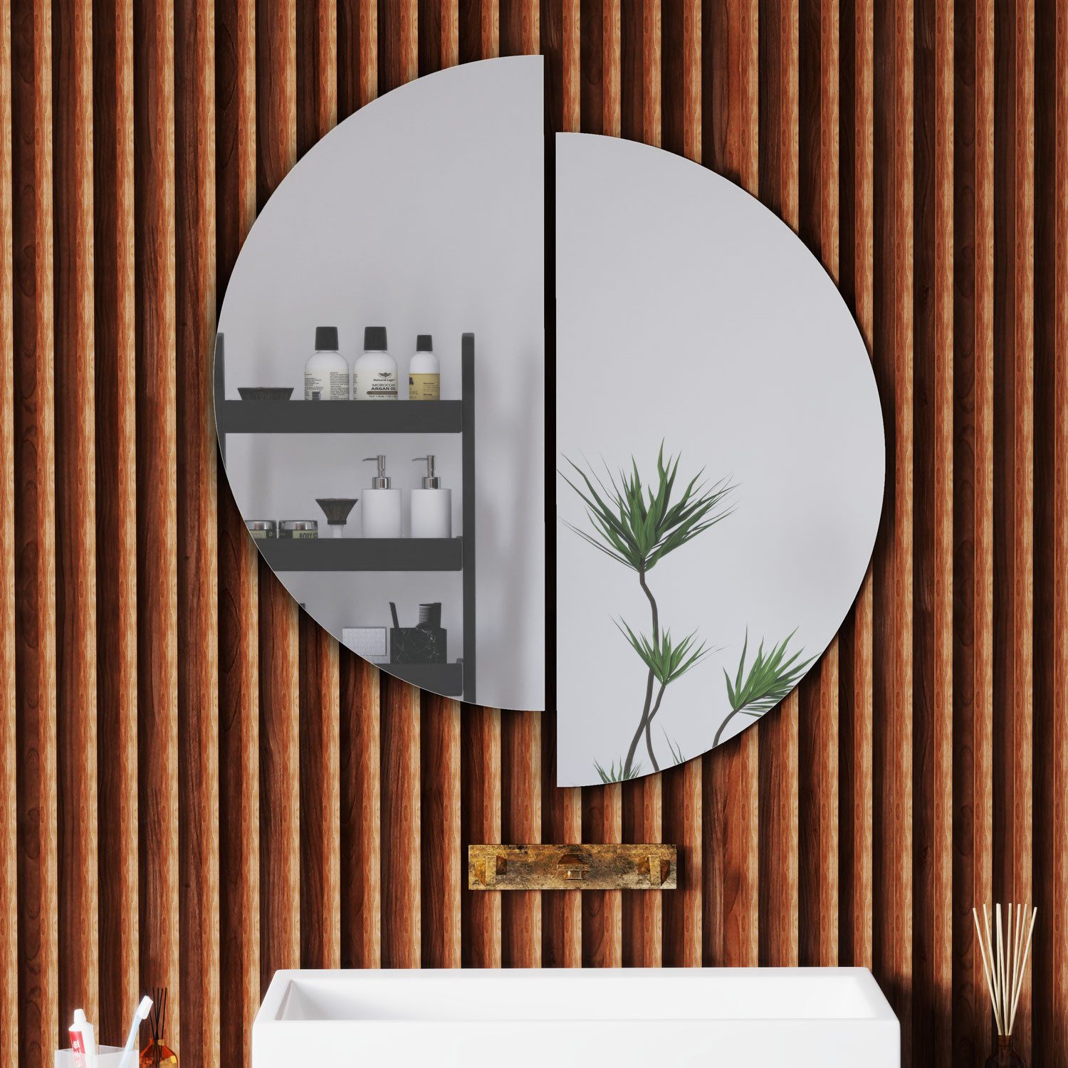 Aica Sanitär Dekospiegel Wandspiegel Halbrund Badspiegel Rund Spiegel Halbk günstig online kaufen