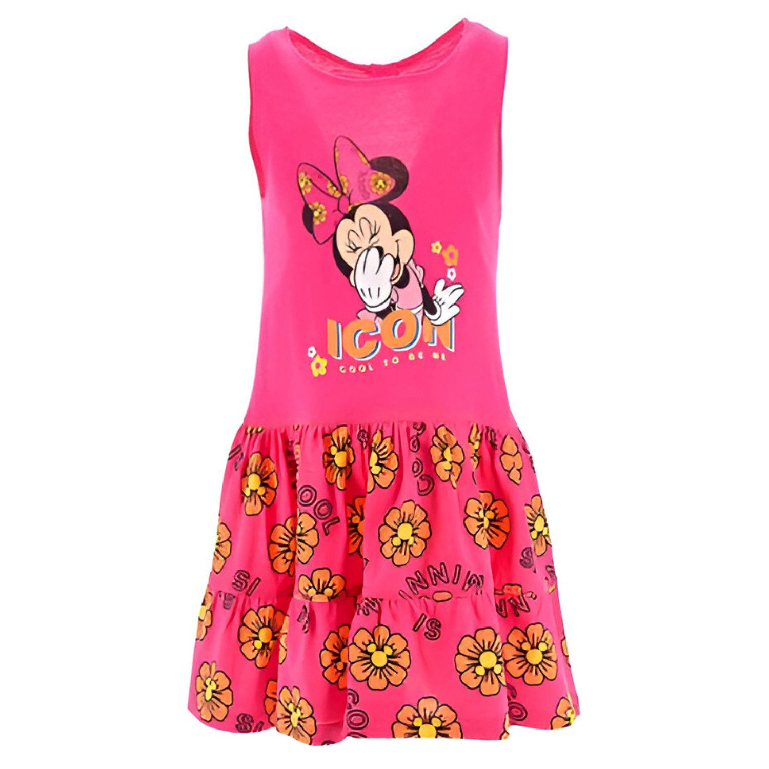 Disney Sommerkleid Disney Minnie Maus Kinder Mädchen Kleid Sommerkleid 100% Baumwolle, Gr. 98 bis 128