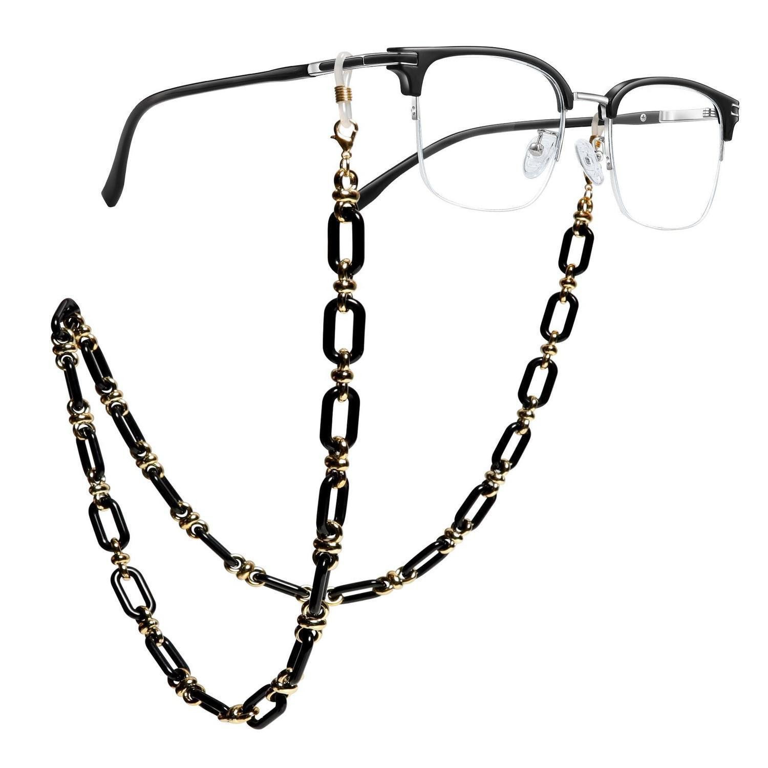 LuxusKollektion Brillenkette Brillenkette Acryl Schwarz Eckig