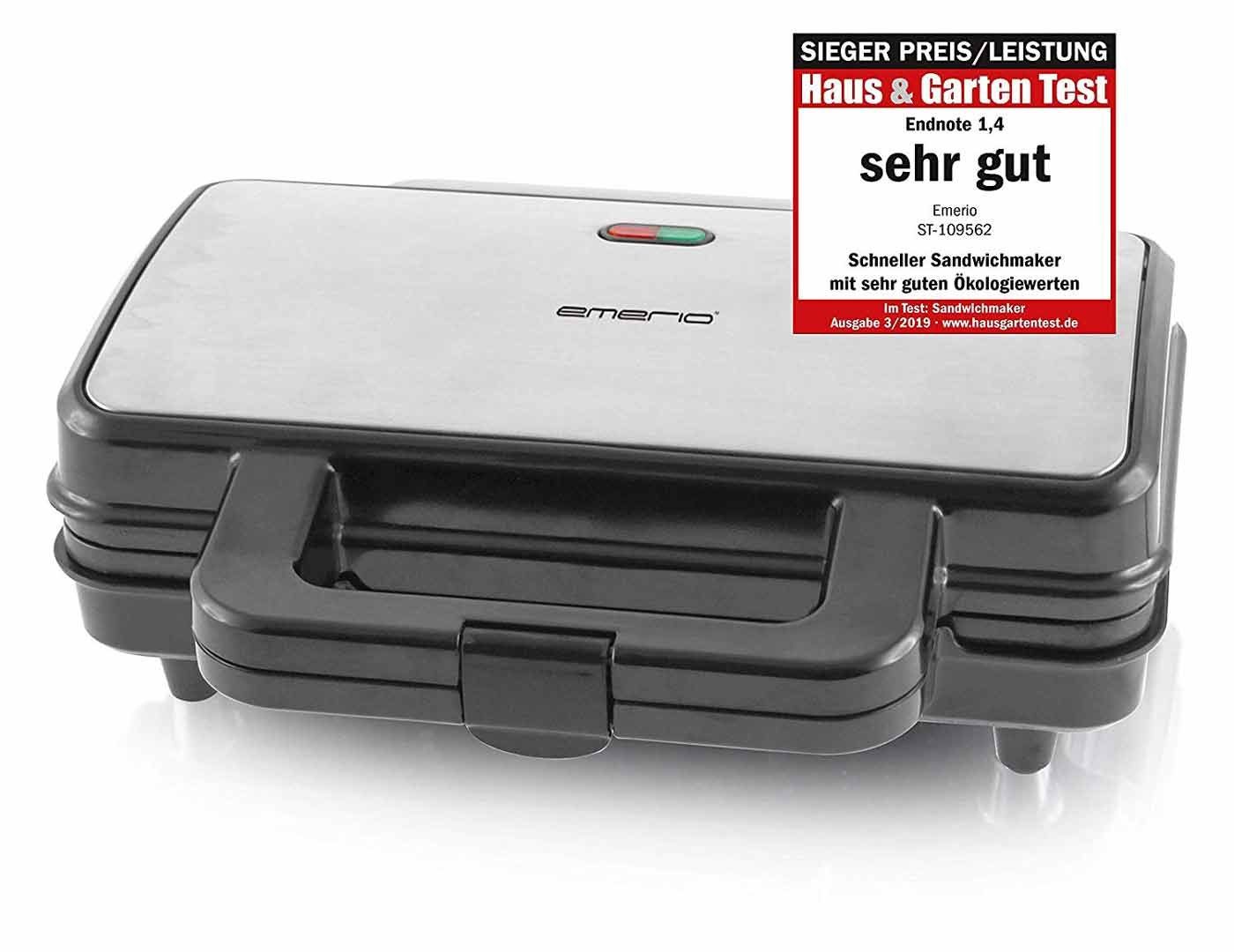 Emerio Sandwichmaker ST-109562 Design Sandwich-Toaster, Edelstahl, 900 W