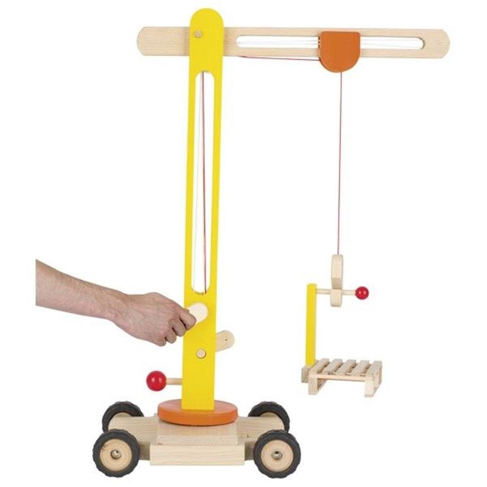 goki Spielzeug-Kran Drehkran, 64 cm, Gelb, aus Holz, für Kinder ab 3 Jahren