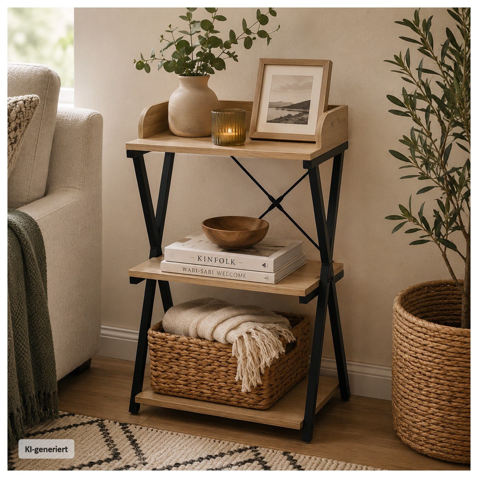 HTI-Living Standregal Regal Cedrik mit 3 Regalfächern Artisaneiche-Schwarz, Stück 1-tlg.
