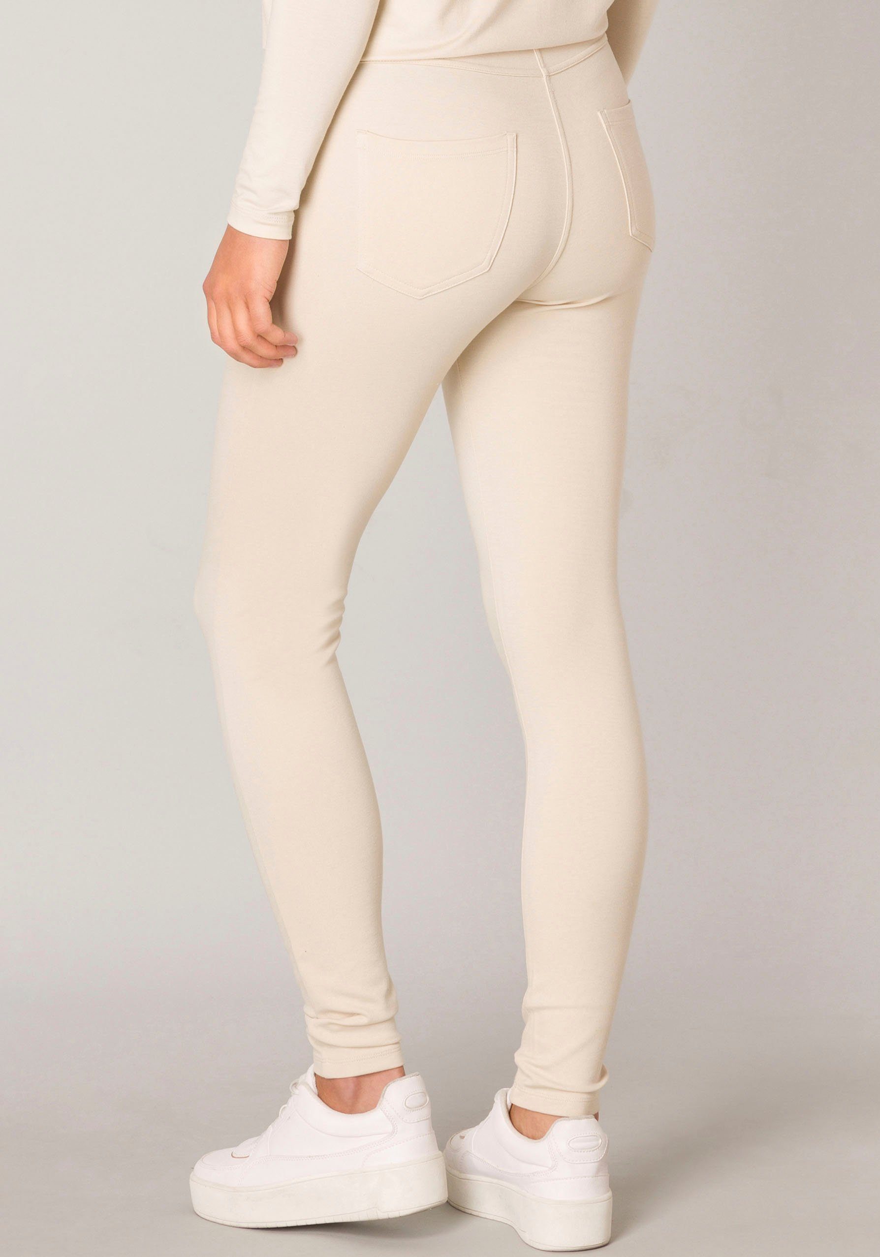 light mit Level Bund elastischem Treggings Base beige