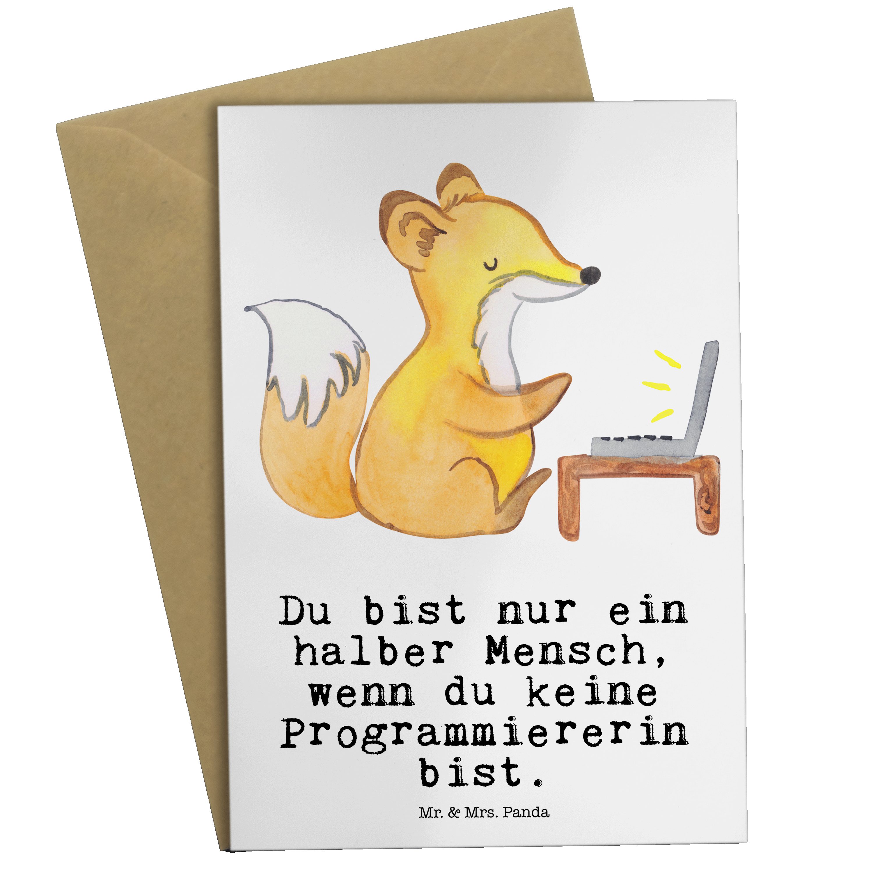 Mr. & Geschenk, Programmiererin - Herz Computer mit - Panda Mrs. Grußkarte Weiß Einladungskarte