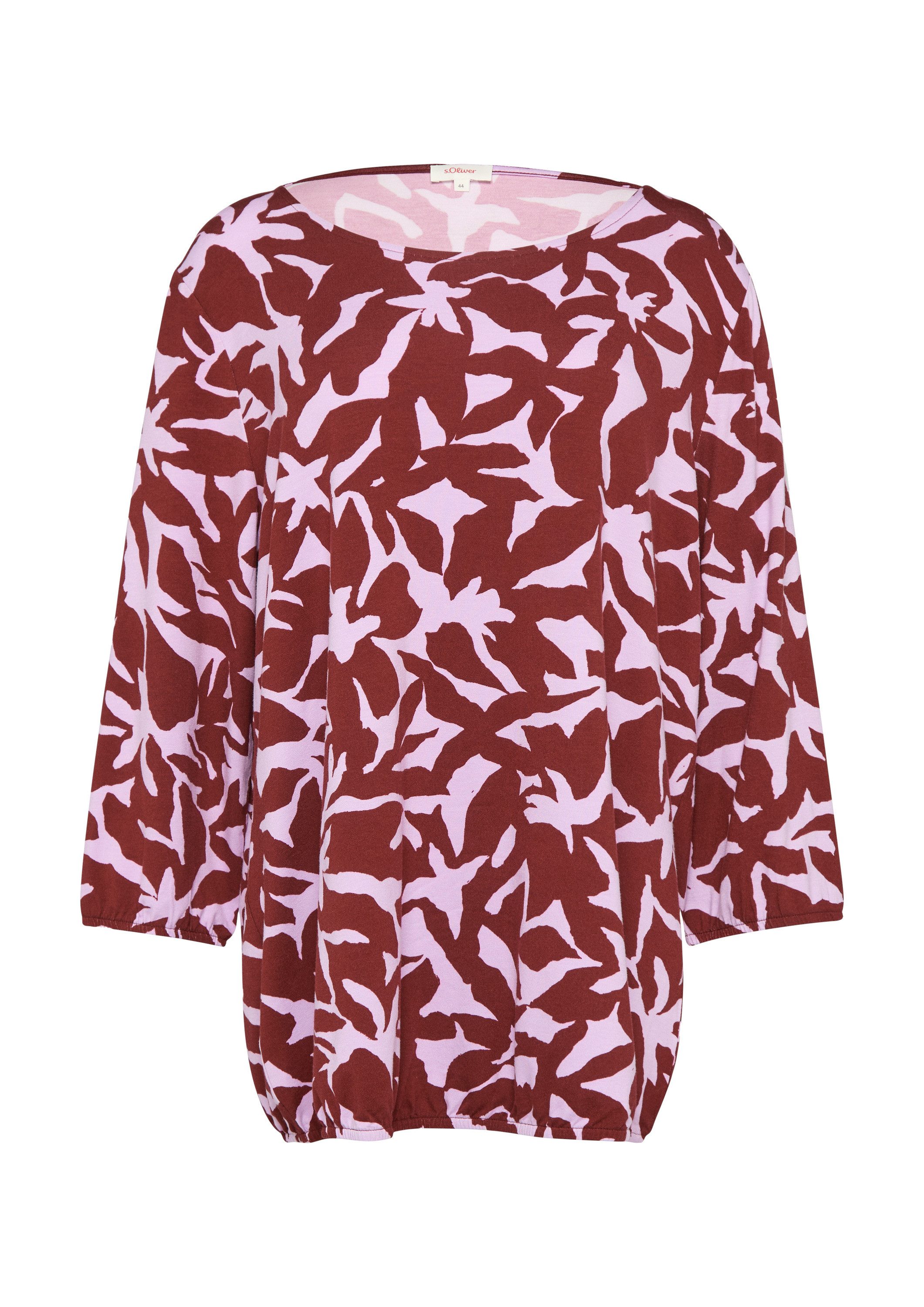 s.Oliver 3/4-Arm-Shirt T-Shirt Shirt mit All-over-Print aus Viskosestretch