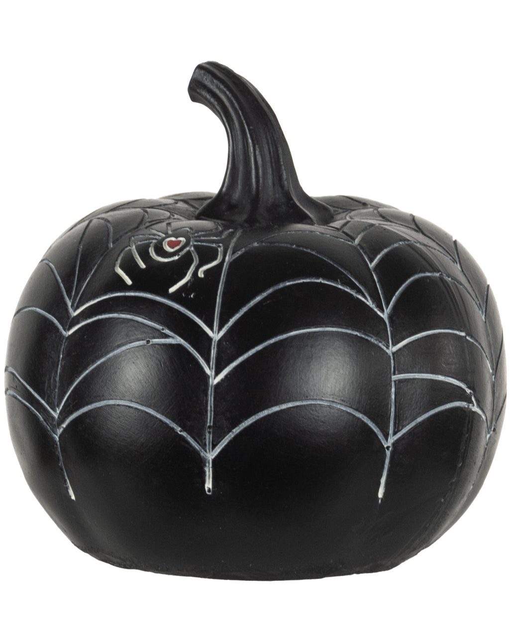 Horror-Shop Dekoobjekt Schwarzer Halloween Kürbis mit Spinnennetz Verzier