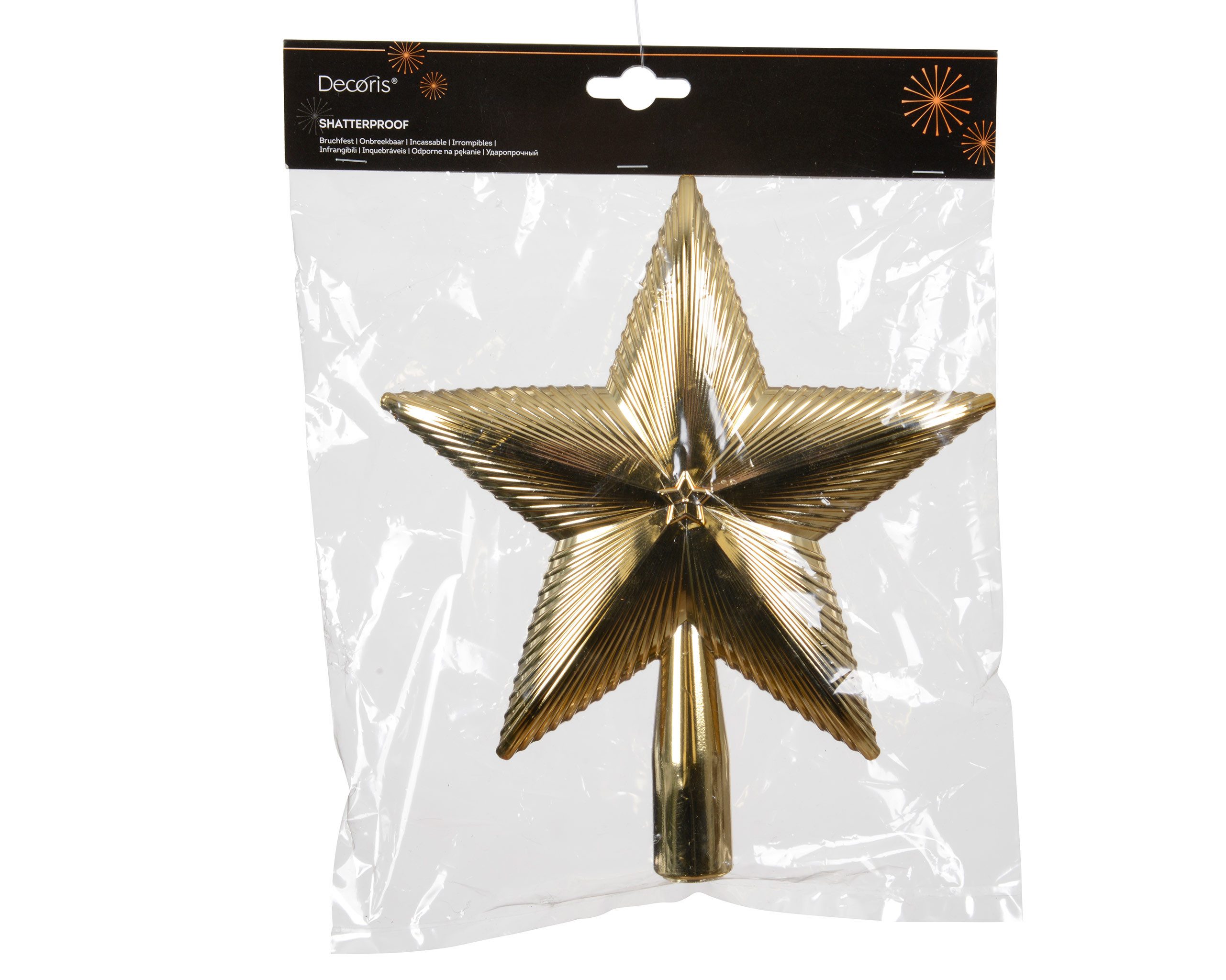 Kaemingk Christbaumspitze, Christbaumspitze Stern Strukturiert 21cm Kunststoff - Hellgold