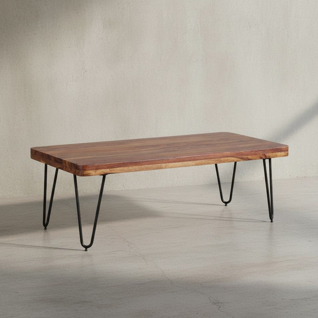 KADIMA DESIGN Couchtisch Beistelltisch BALU - Massivholz & Metall fürs Wohnzimmer