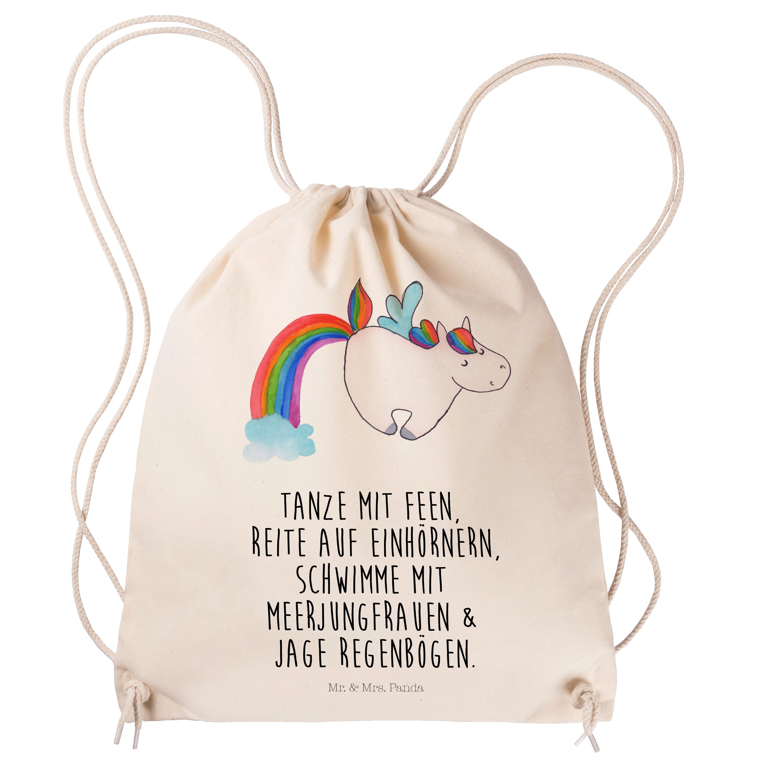 Mr. & Mrs. Panda Sporttasche Einhorn Pegasus - Transparent - Geschenk, Sporttasche, Regenbogen, Sp (1-tlg)