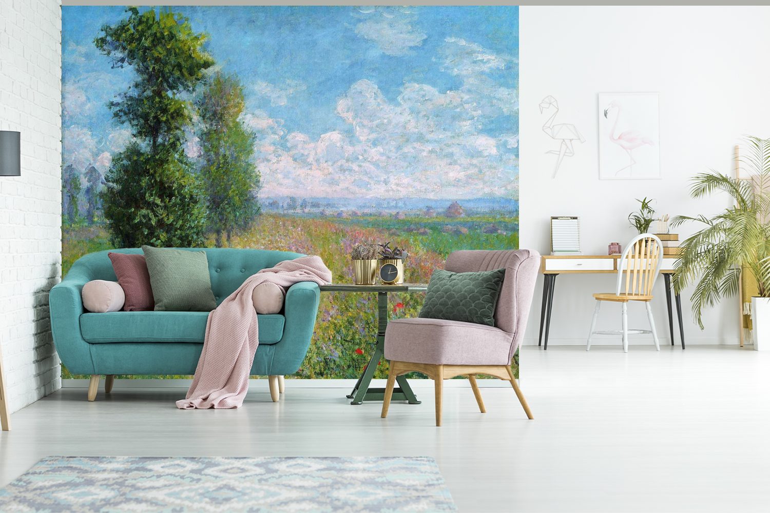Gemälde von Argenteuil (5 bedruckt, für Matt, St), Wohnzimmer Monet, Fototapete bei Claude - Küche, Pappeln MuchoWow Fototapete Vliestapete Schlafzimmer
