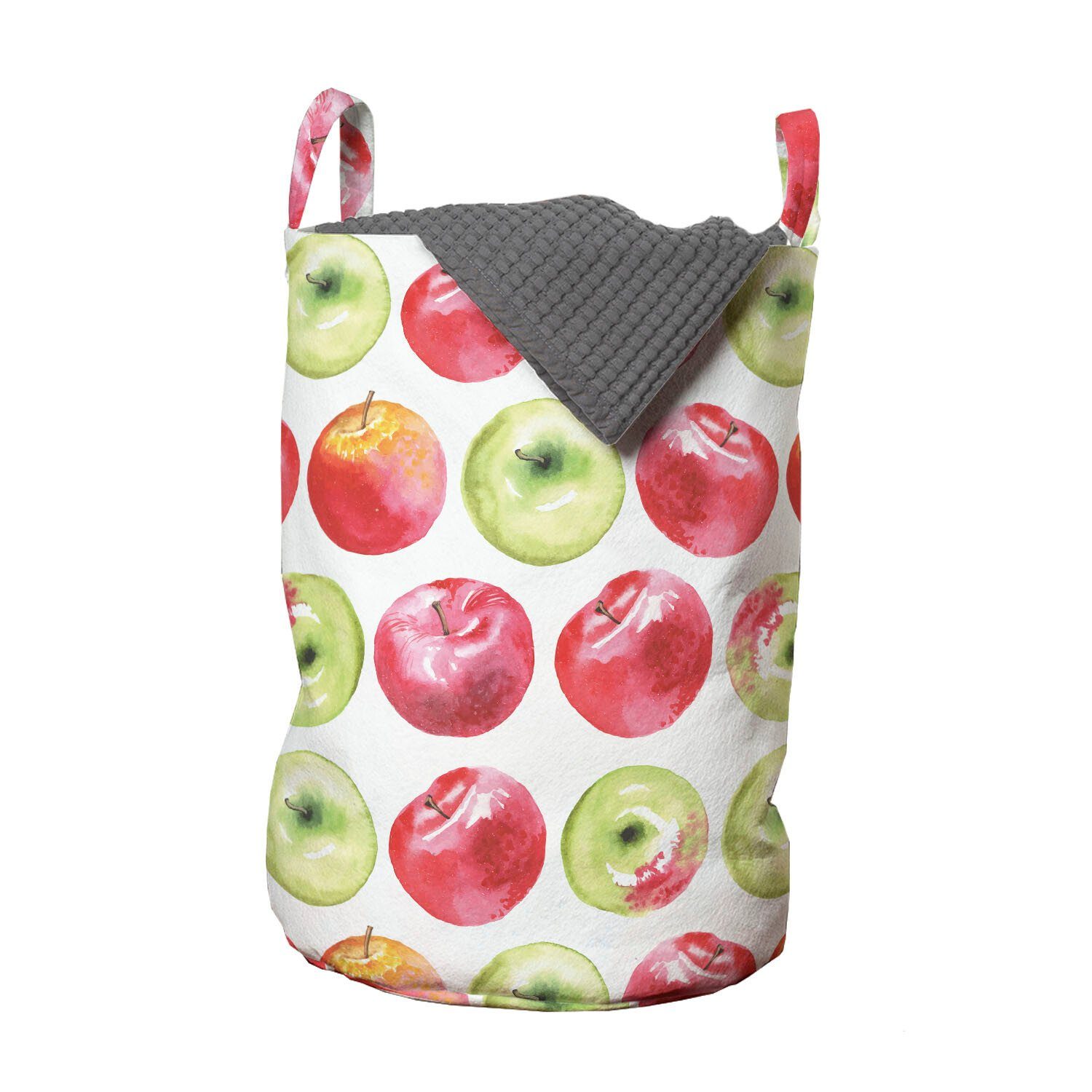 Abakuhaus Wäschesäckchen Wäschekorb mit Griffen Kordelzugverschluss für Waschsalons, Apfel Aquarell Granny Smith