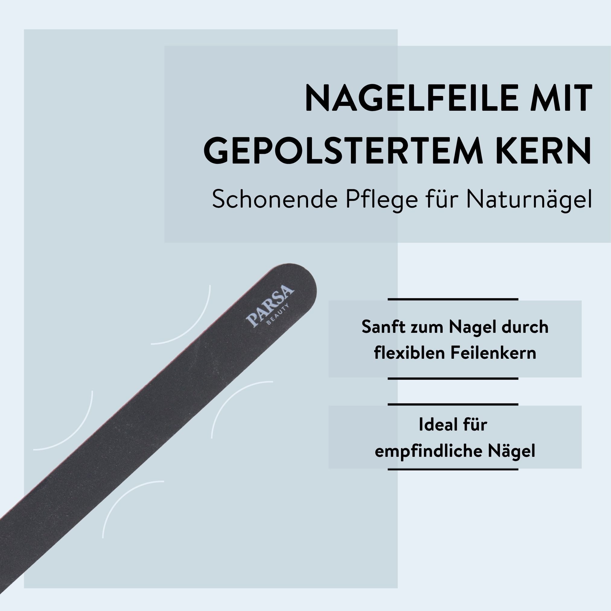 PARSA Beauty Sandblatt-Nagelfeile PARSA Beauty ESSENTIAL Nagelfeile gepolstert Maniküre Feile