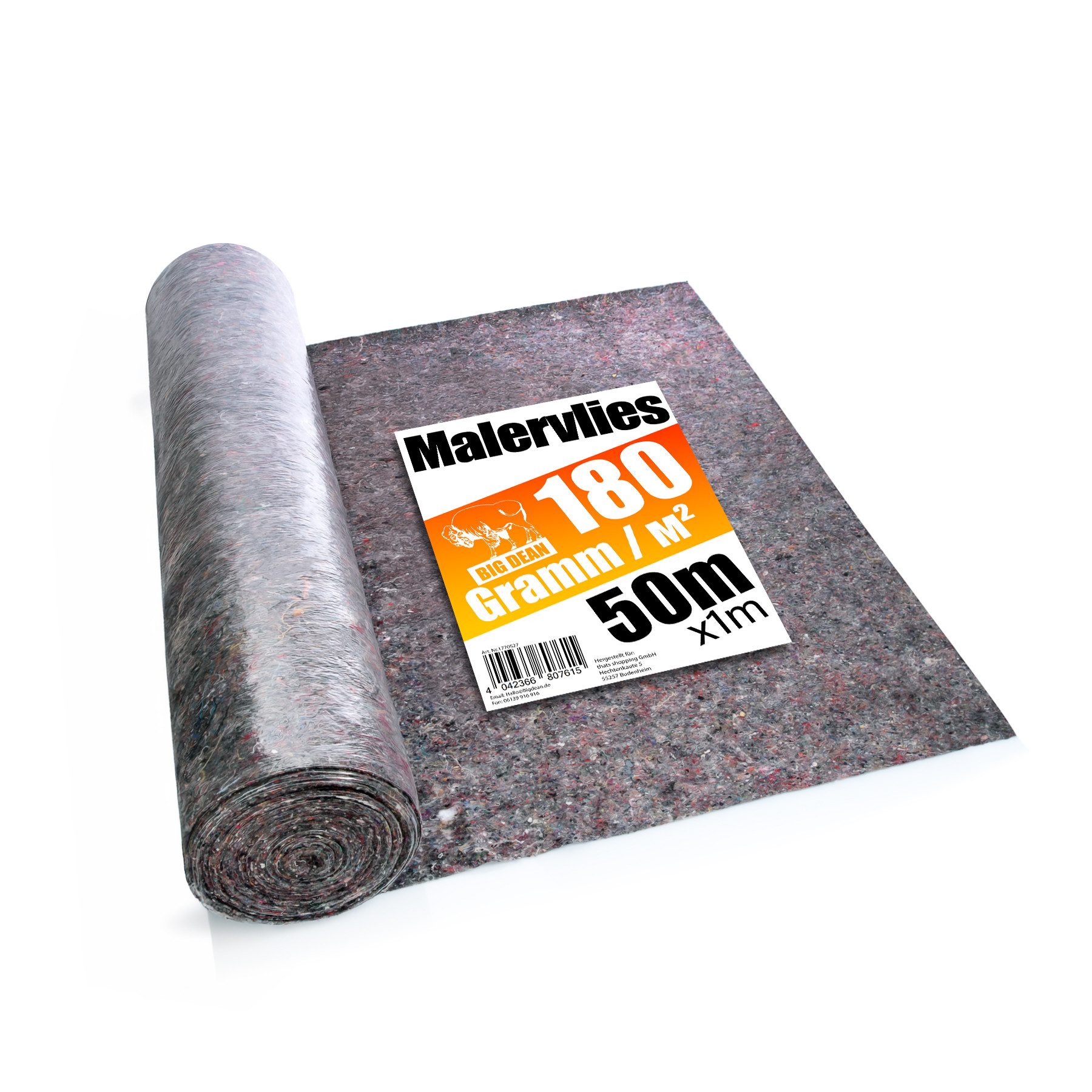 BigDean Malervlies Premium Покрытие флис 180g/m² 50m Rolle mit Durchsickerungsschutz, (Rolle, 1-St., Rolle), Malervlies zum abdecken und schützen
