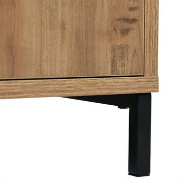 Fangqi Sideboard Kommode mit 2 Türen und 3 Schubladen, 120 x 40 x 76 cm in Dunkle Eiche (Verstellbare Ablage), Sideboard Highboard für Schlafzimmer & alle Wohnräume