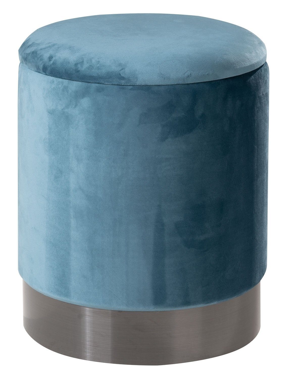 Home4You Sitzhocker, Ø 36 cm, Hellblau, Samtbezug, mit abnehmbarem Deckel