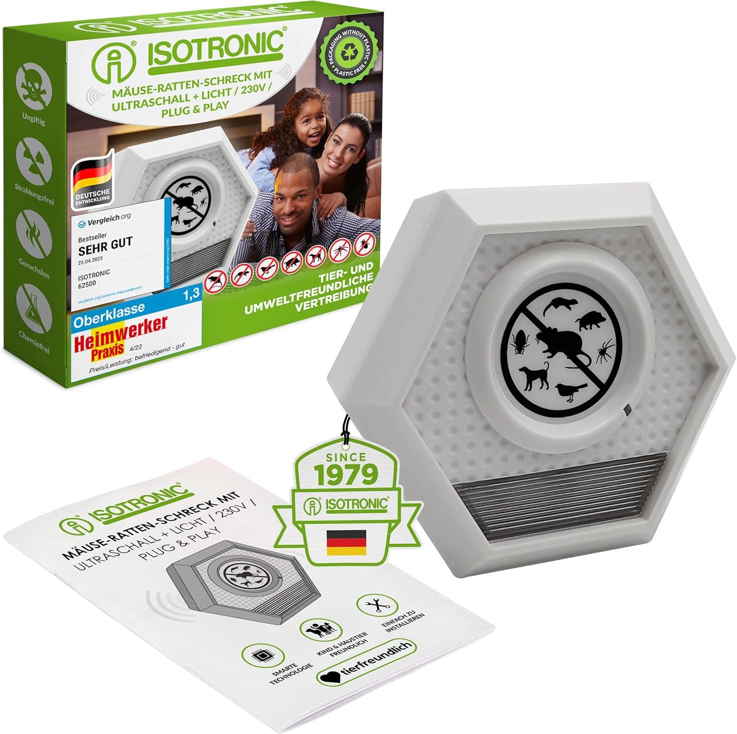 ISOTRONIC Ultraschall-Tierabwehr Ultrasonic XL800 Tiervertreiber, 1-tlg.